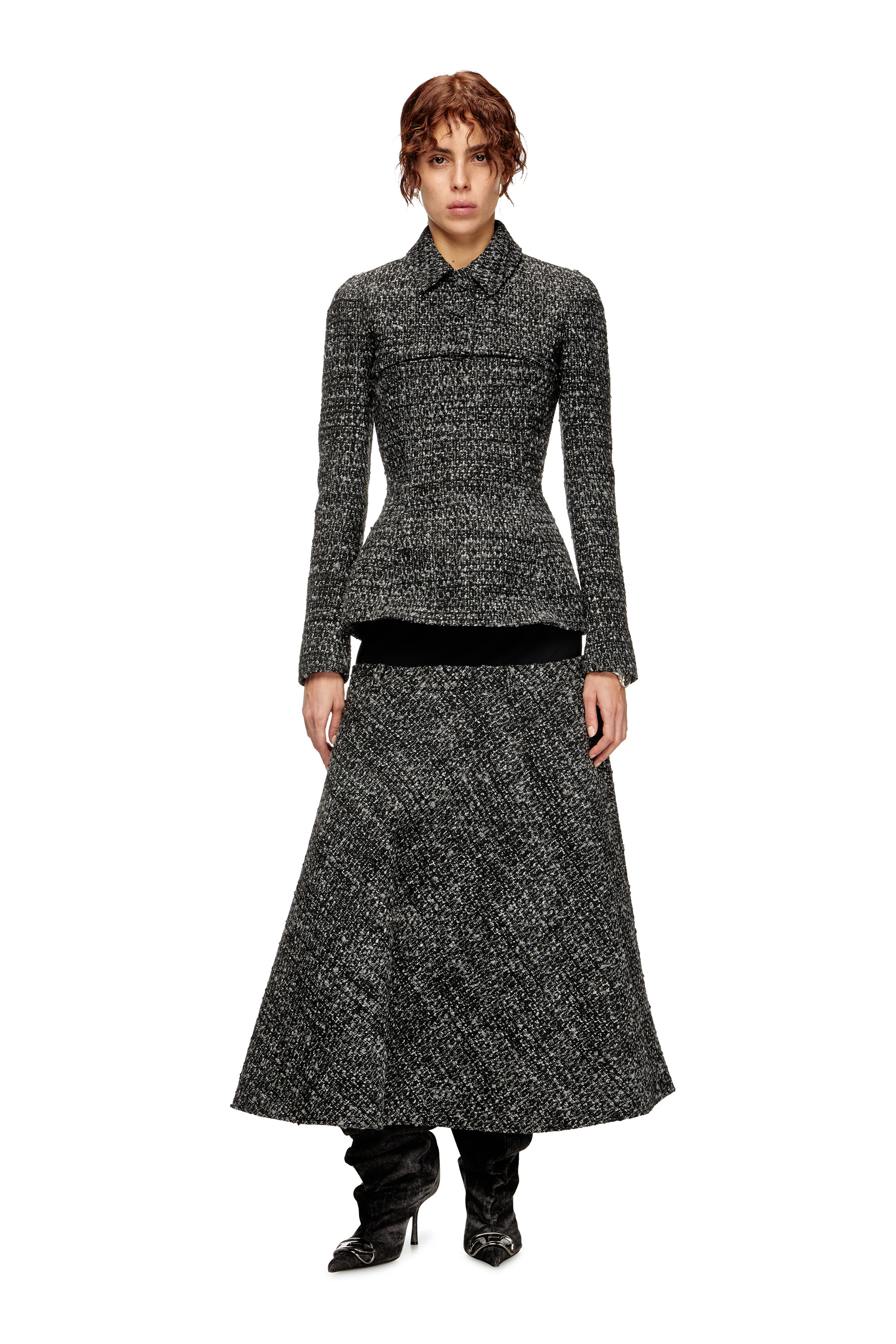 Diesel - O-GRACE, Female's Bouclé skirt with stretch waist in Black - 2