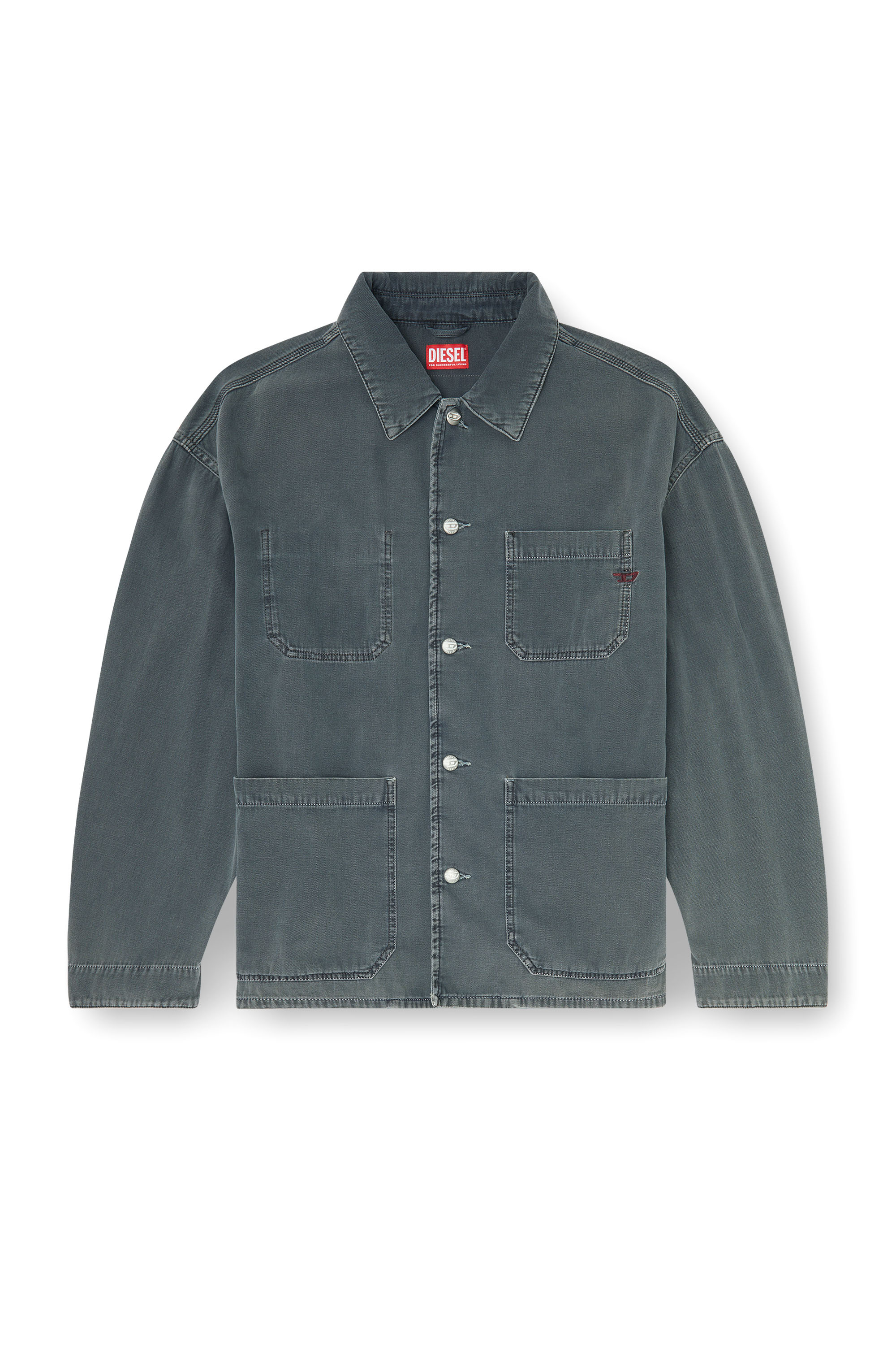 Diesel - D-STACK-U, Chaqueta estilo utility de denim te&ntilde;ido Unisex in Gris - 3