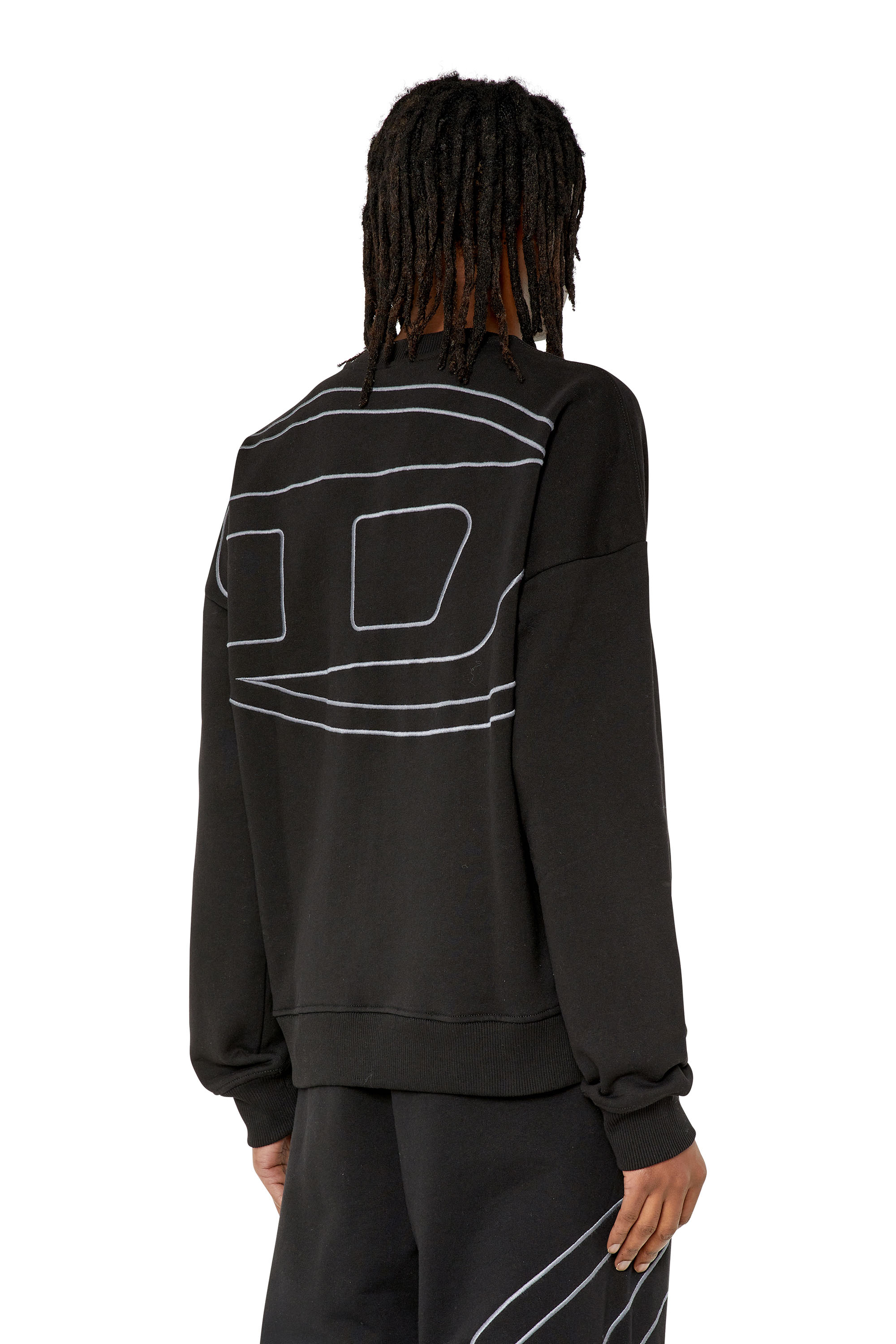 Diesel - S-ROB-MEGOVAL, Man's Sweatshirt with back maxi D logo in Black - 3