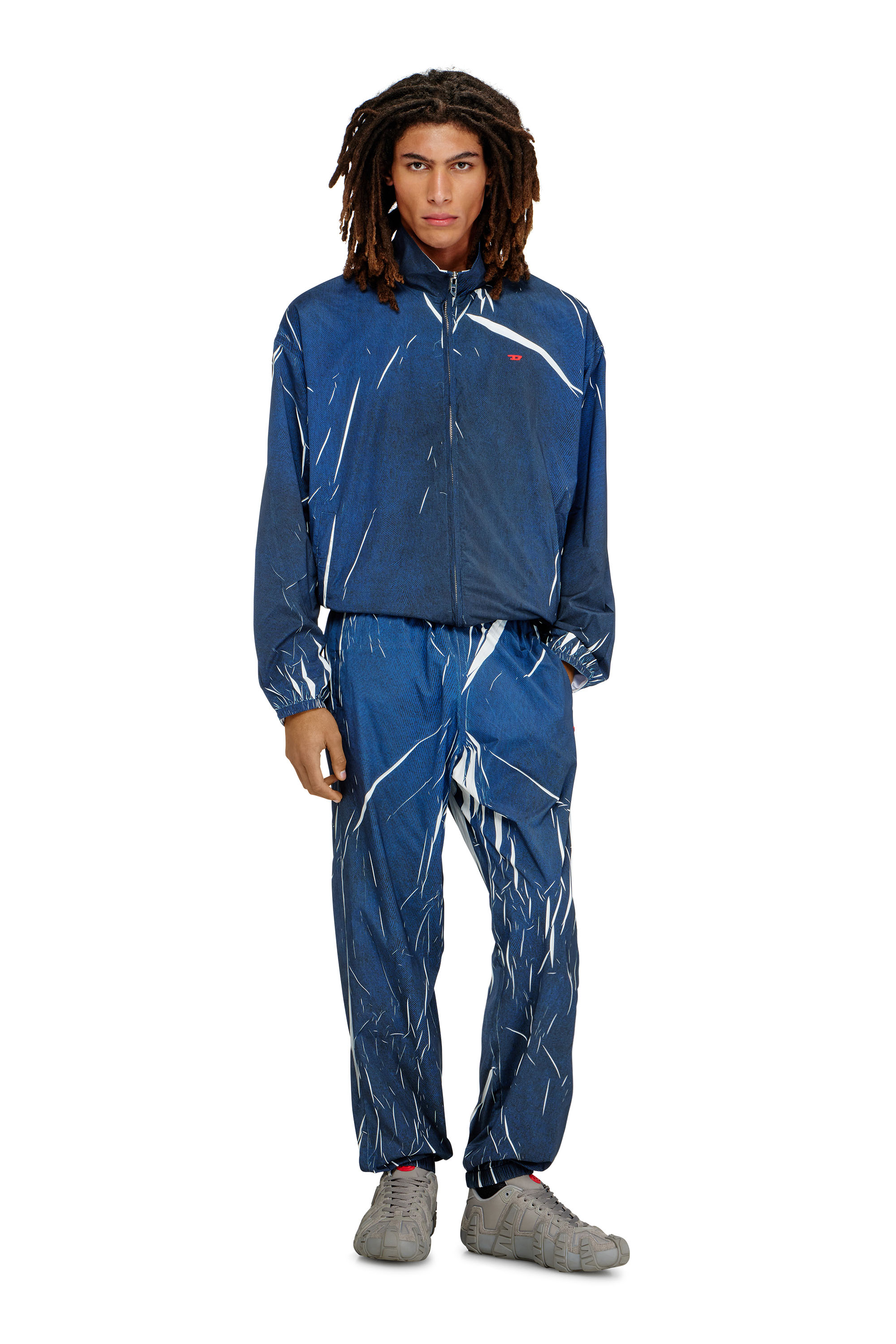 Diesel - P-ARELION-CJBC, Man's Light track pants with denim-effect print in Blue - 1