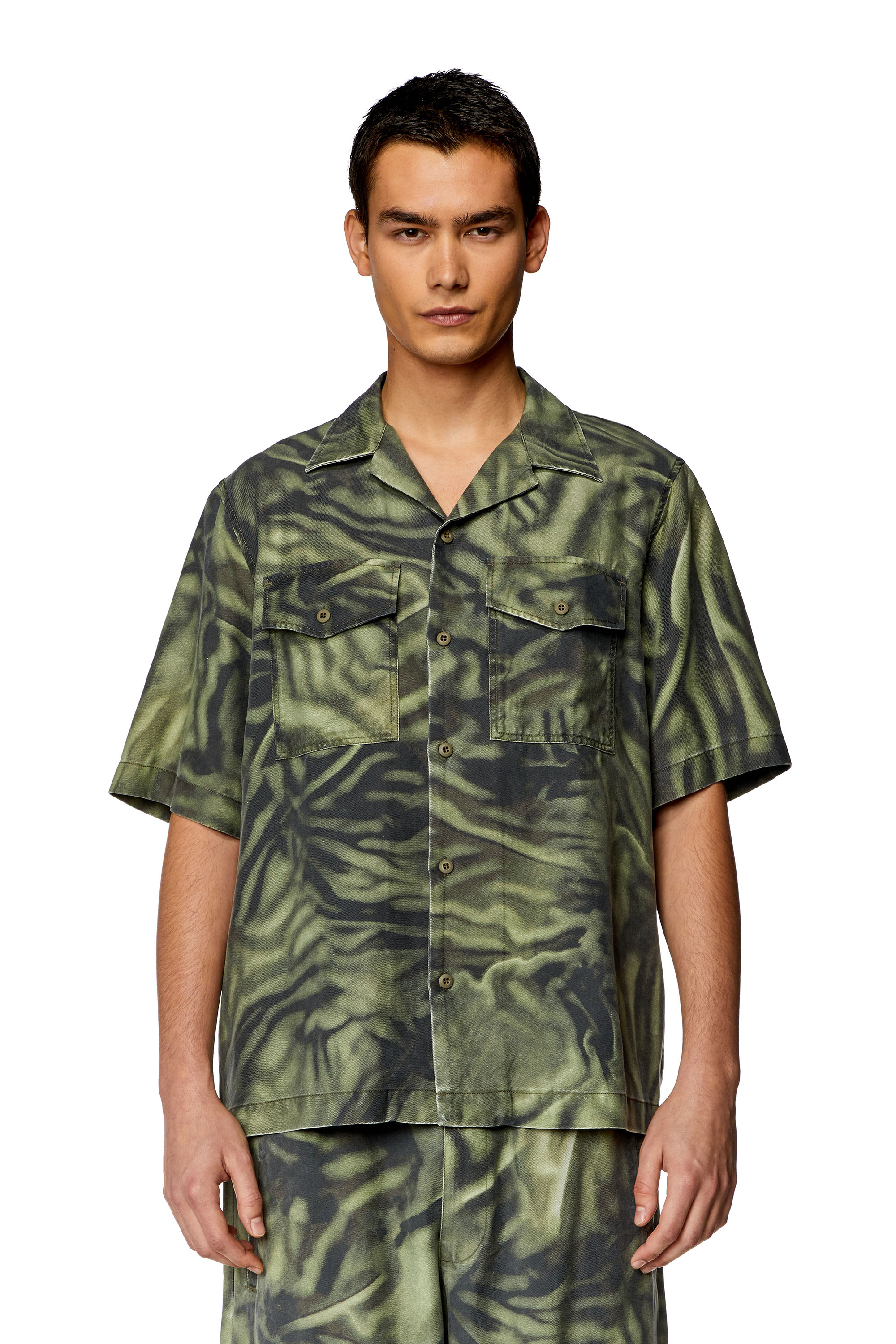Men's Short-sleeve shirt with zebra-camo print | Multicolor | Diesel