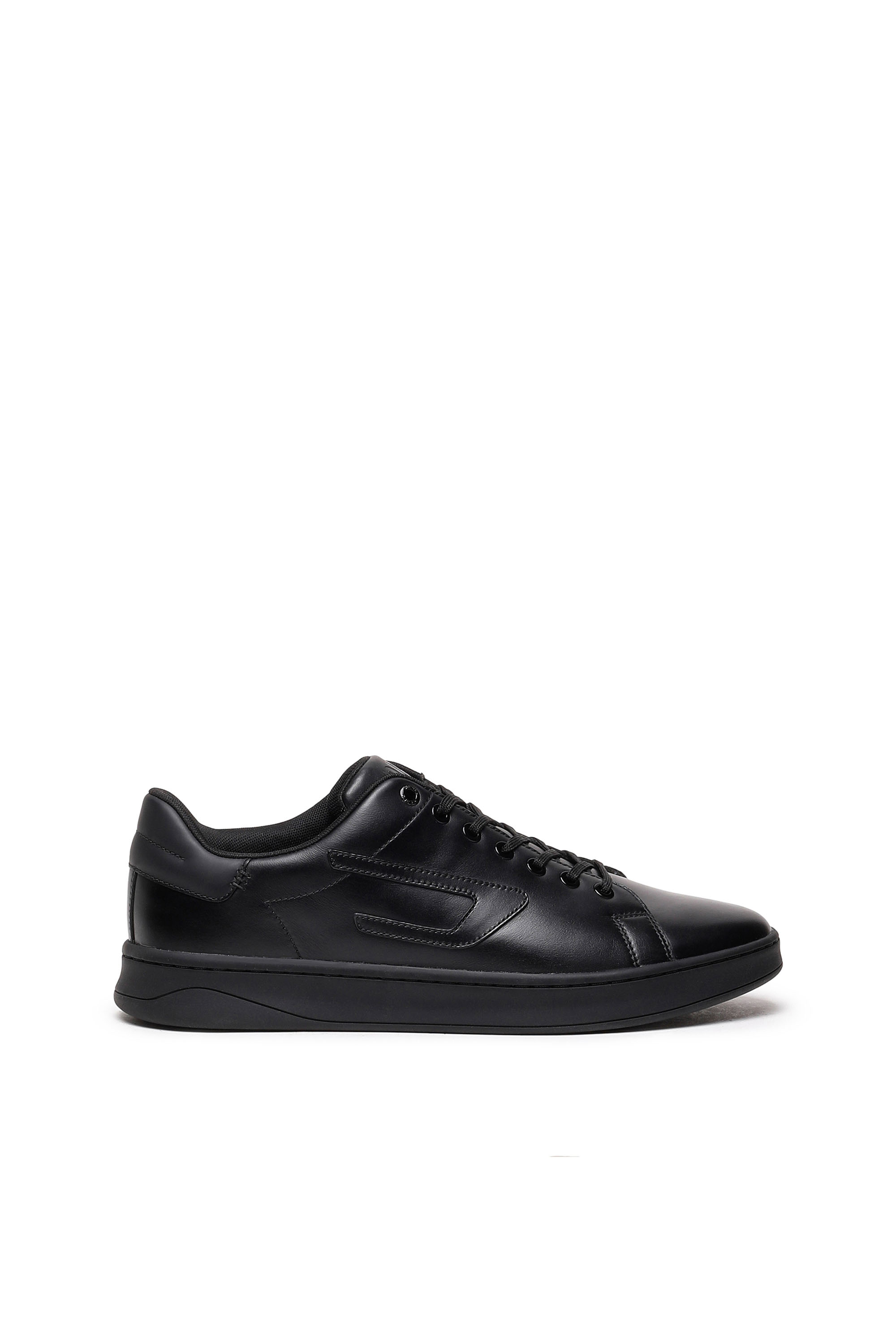Diesel - S-ATHENE LOW, Man's S-Athene Low-Low-top leather sneakers with D patch in Black - 1