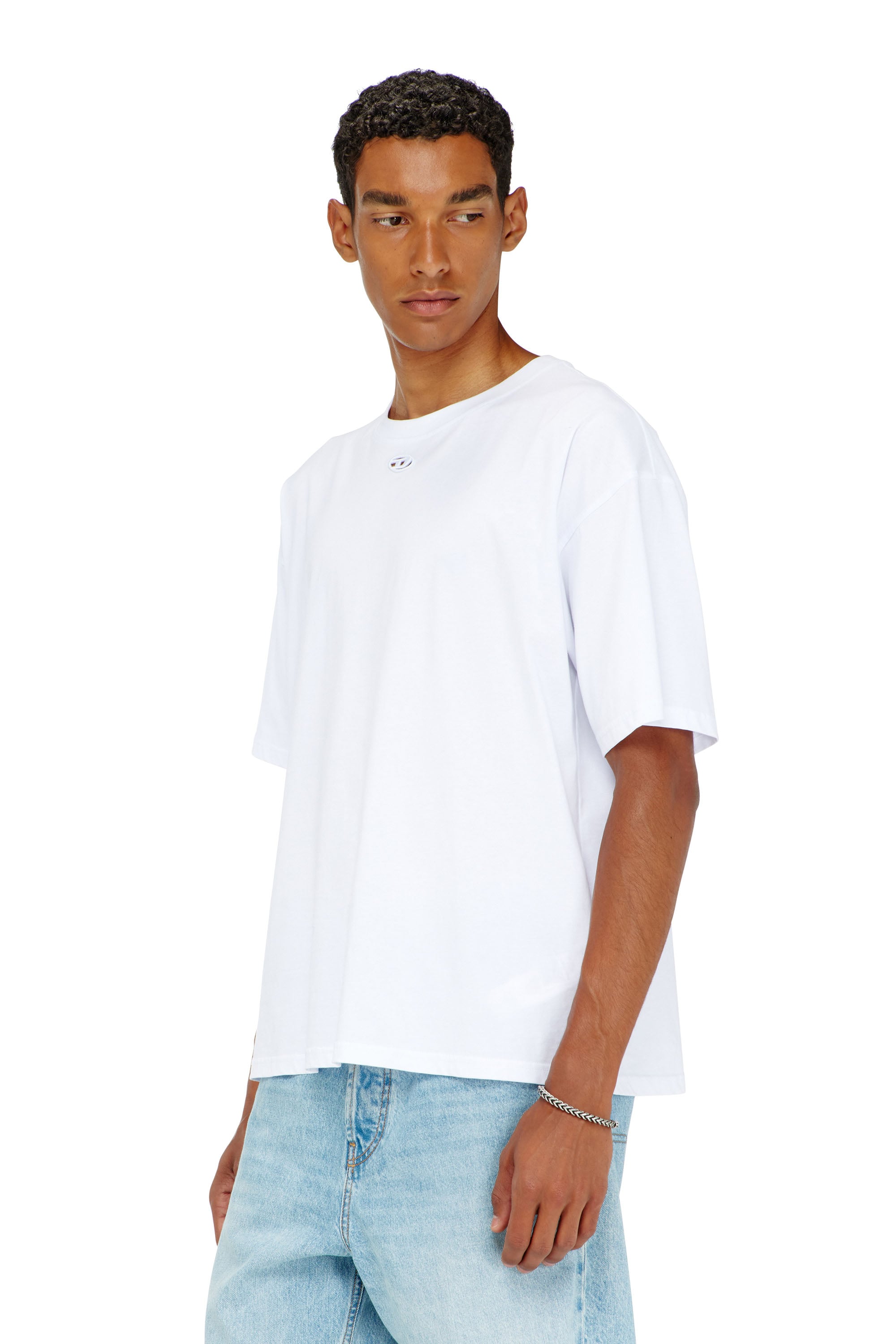 Diesel - T-BOXT-DCO, Man's Relaxed cotton T-shirt with Oval D embroidery in White - 1