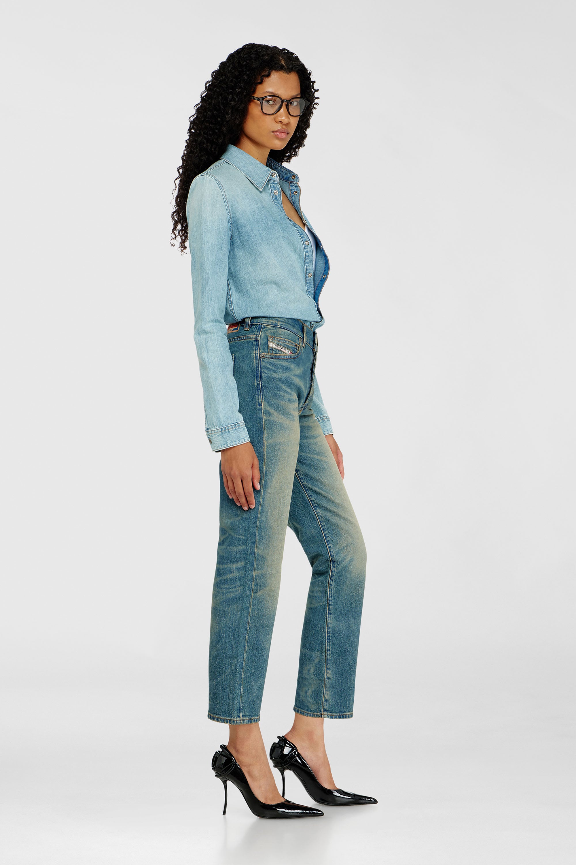 Diesel - Regular Jeans 1981 D-Went 0KBBP Mujer, Azul medio - 2