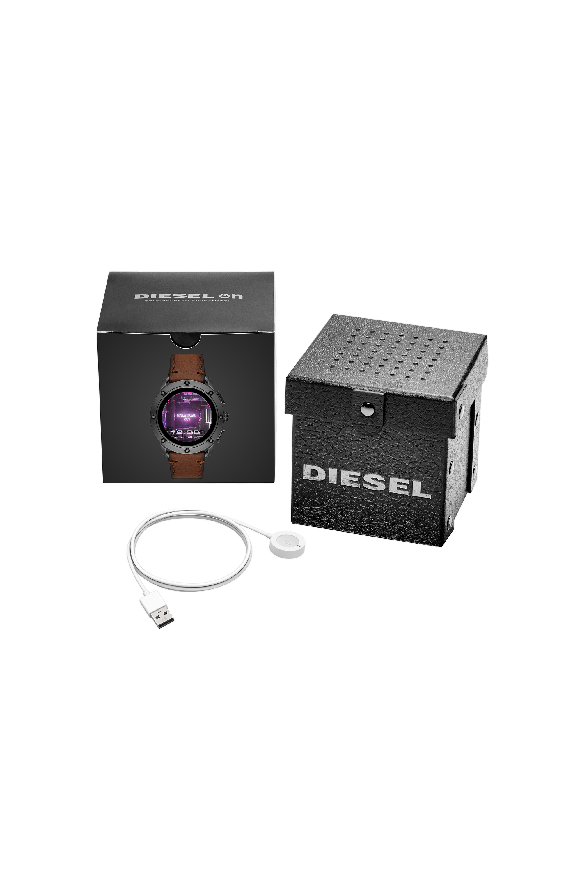 Diesel - DZT2032, Montre connectée Axial en cuir marron Homme in Marron - 5