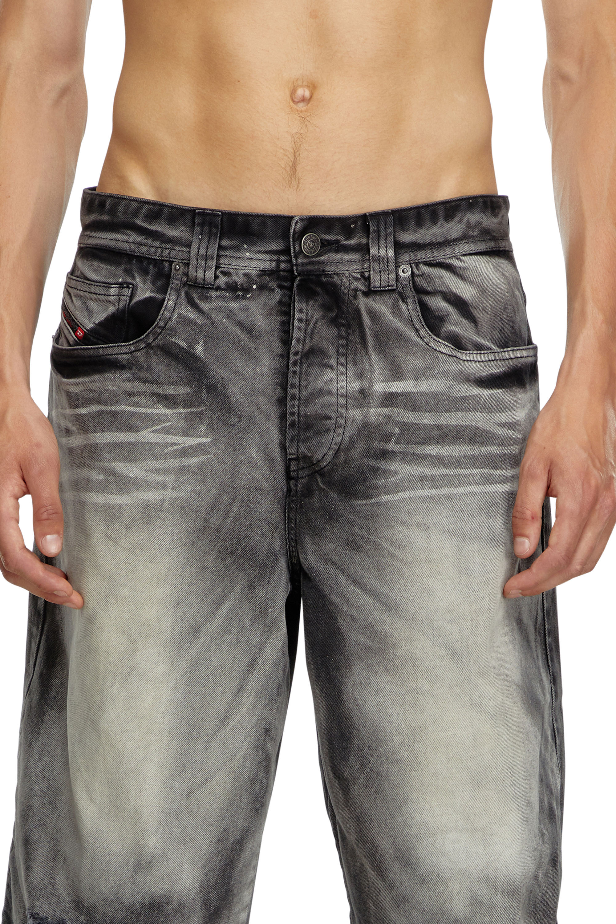 Diesel - P-HANS, Male's 5-pocket pants with layered leg in Black/Grey - 3