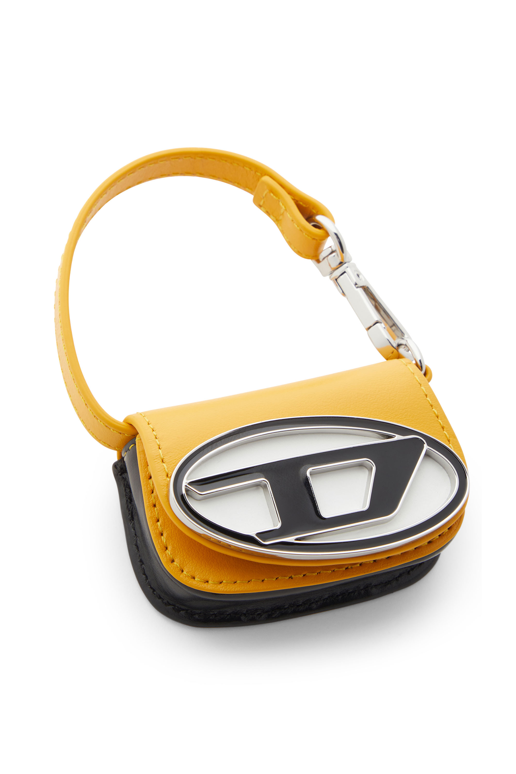 Diesel - 1DR MICRO, Woman's Bag charm in leather with Oval D logo in Yellow - 3