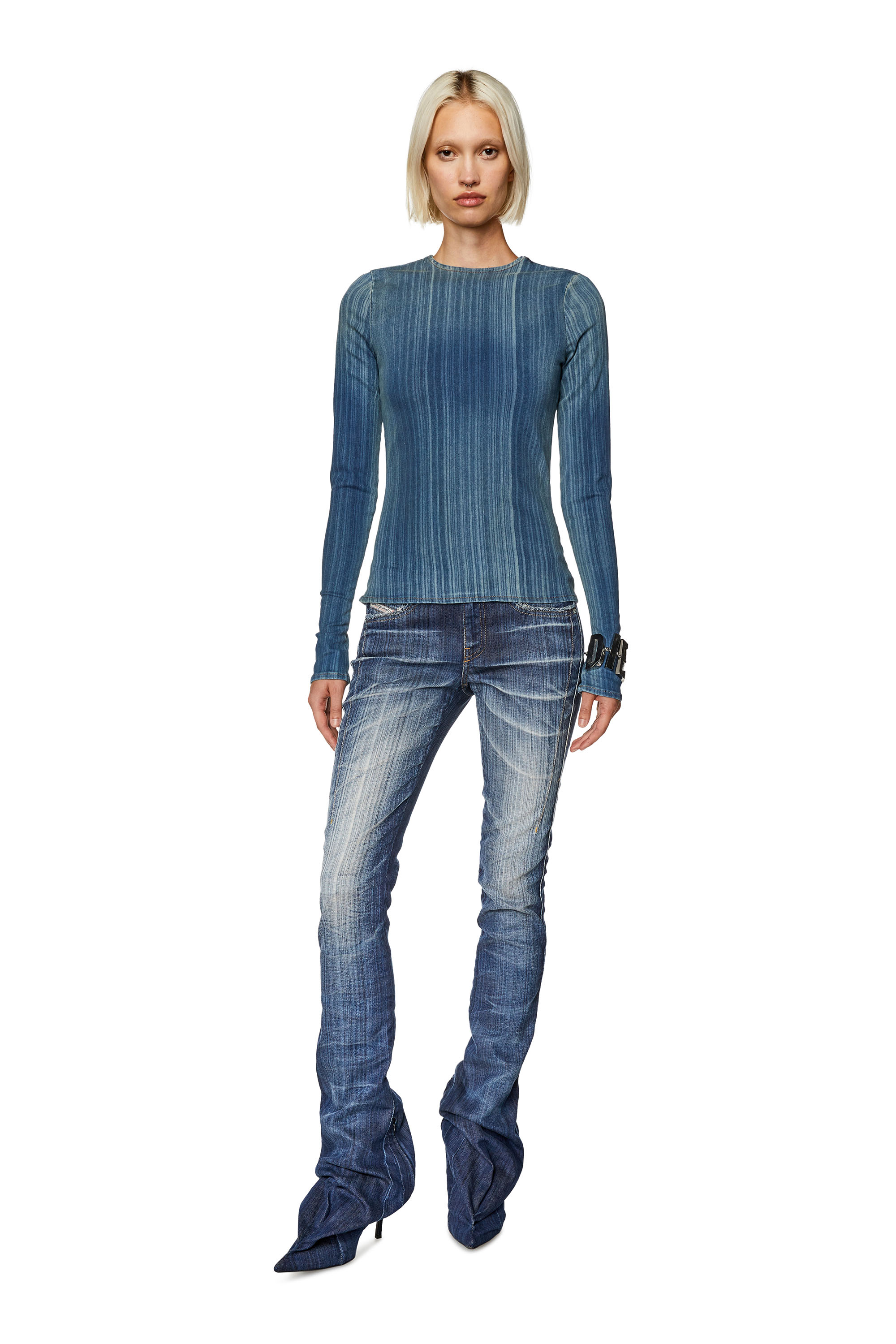 Diesel - DE-BOB-FSD1, Top en denim con fit de segunda piel Mujer in Azul marino - 1