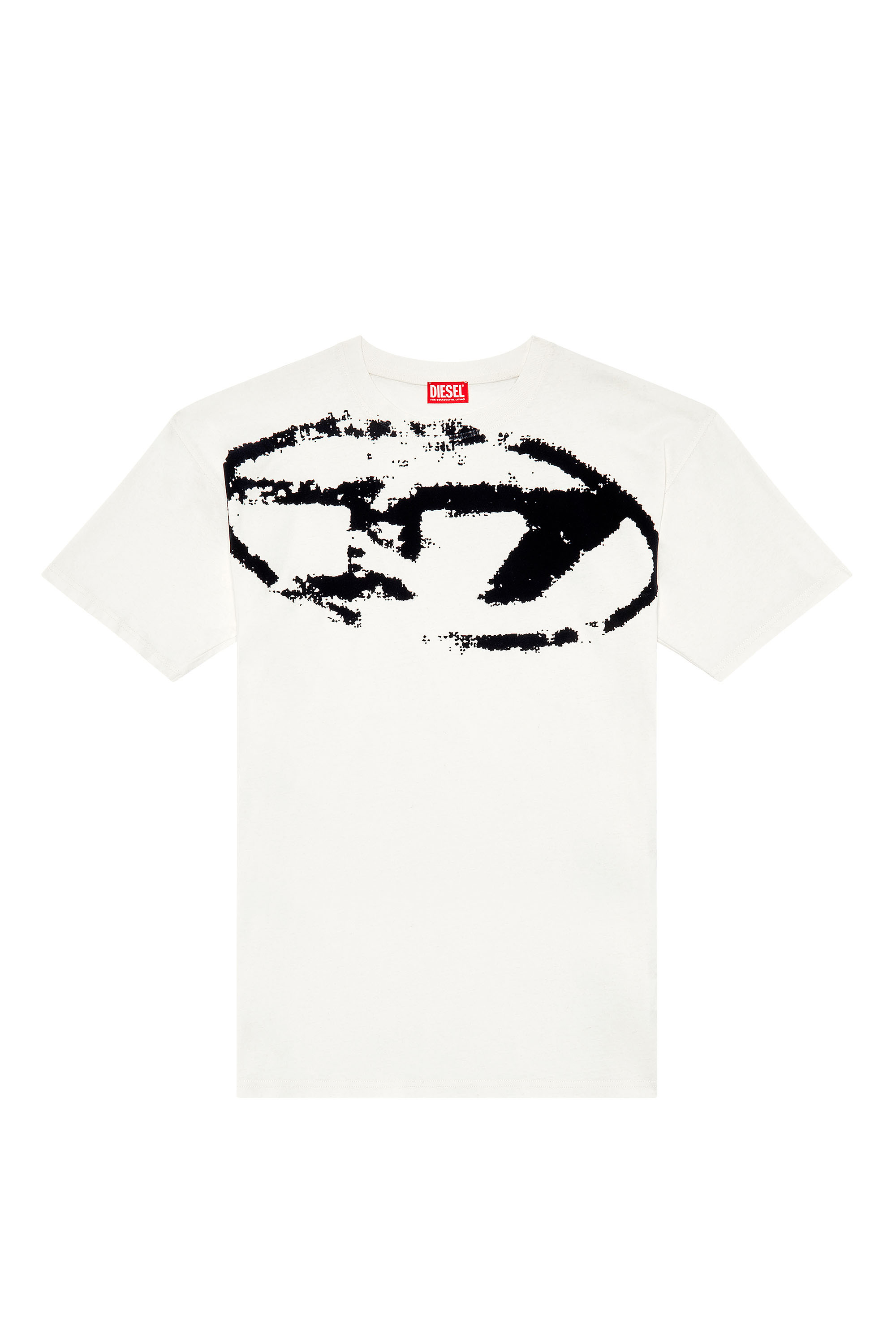 Diesel - T-BOXT-N14, Man's T-shirt with distressed flocked logo in White - 3