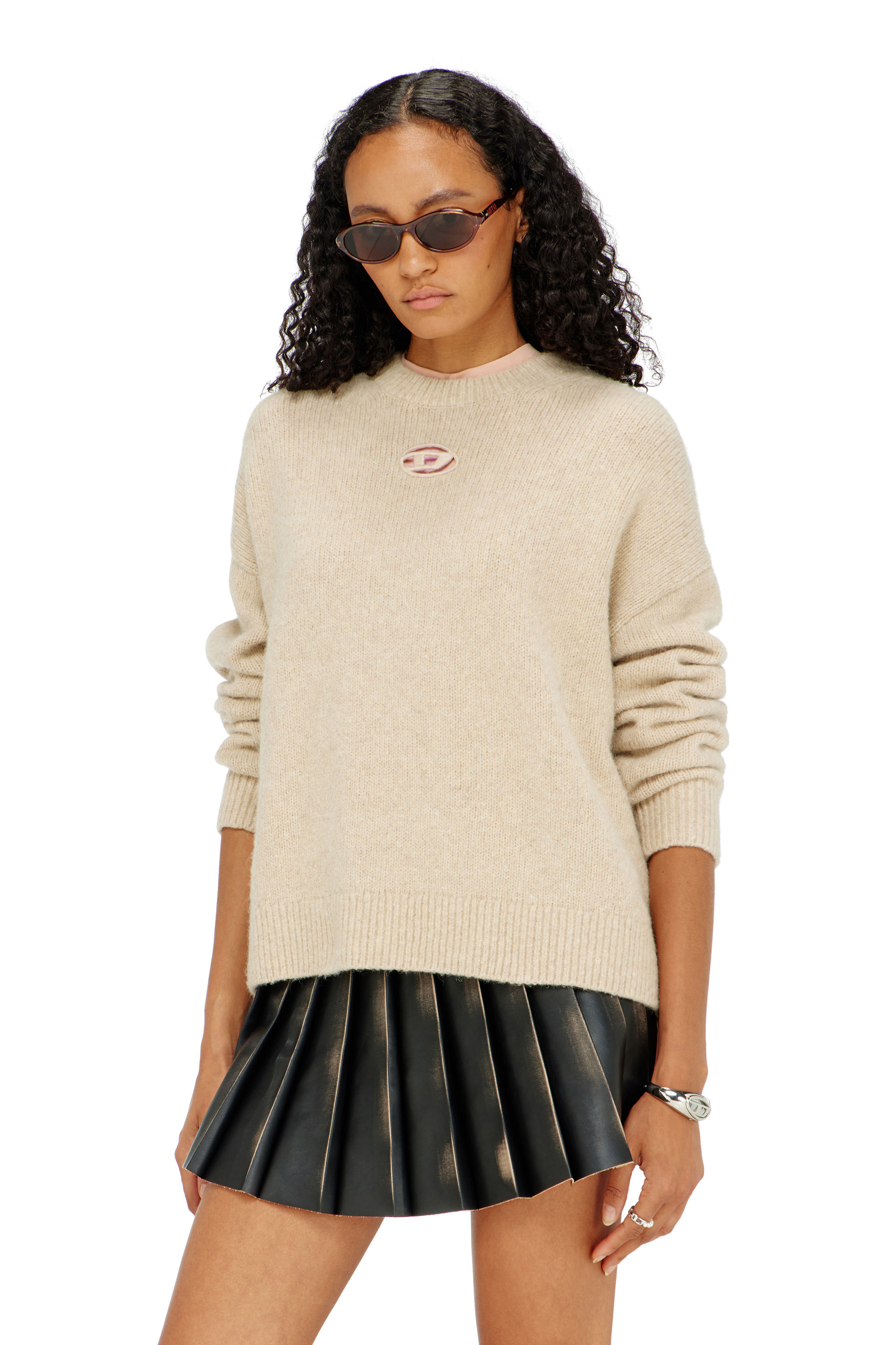Diesel - M-AREETA, Jersey de mezcla de lana y alpaca Mujer in Beige - 3