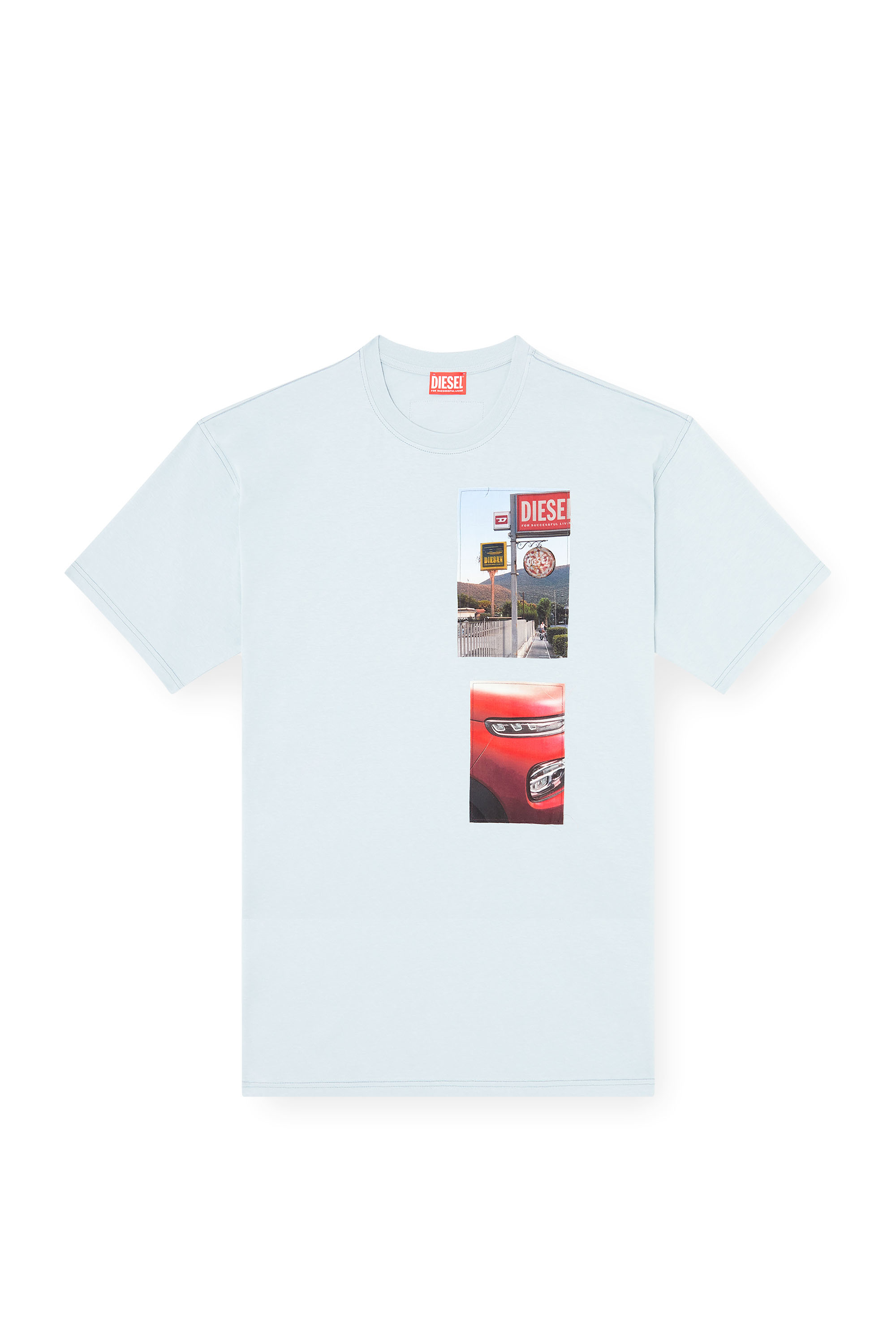 Diesel - T-BOXT-T3, Male's T-shirt with logo photo patches in Light Blue - 2