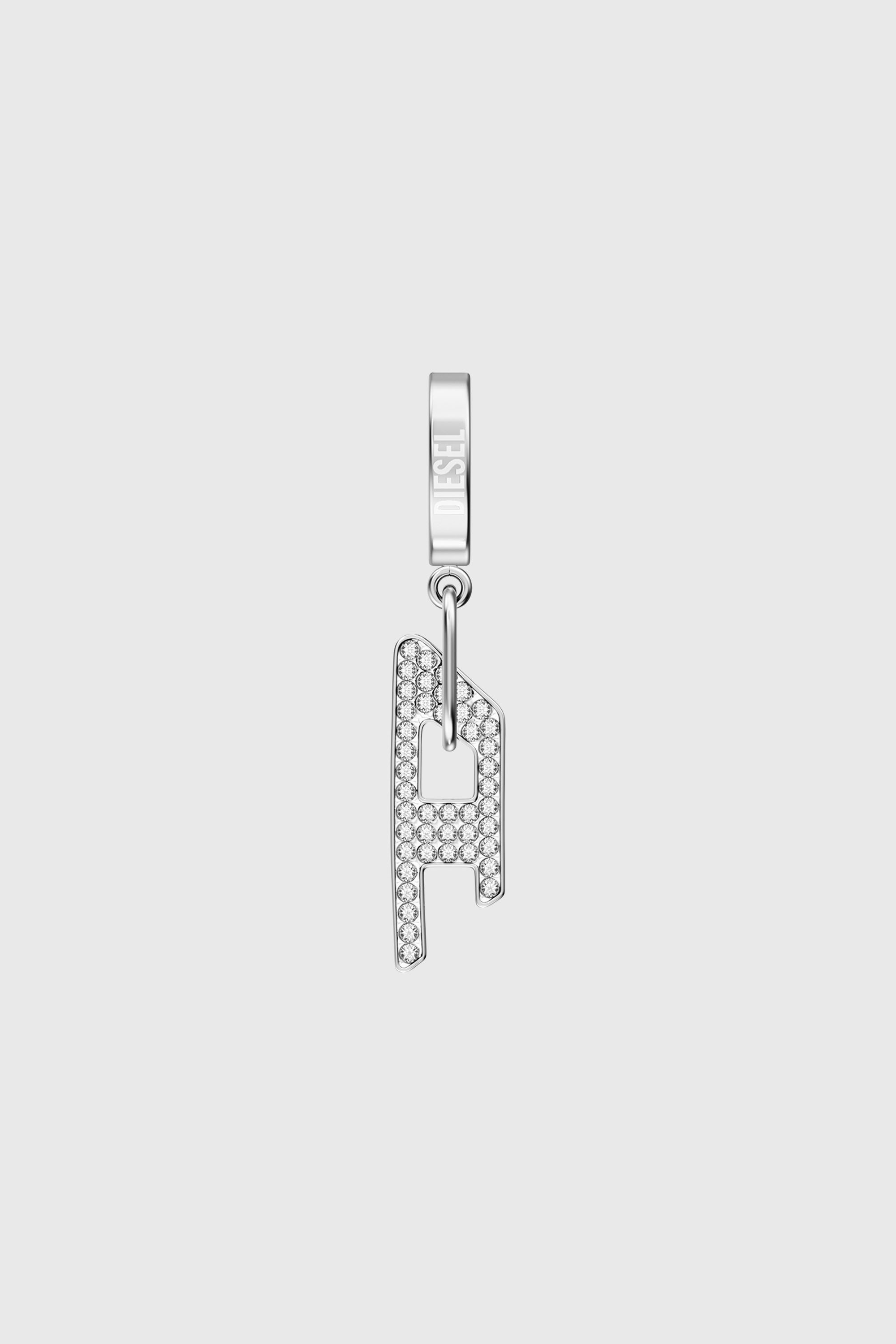 Diesel - DX1706040 JEWELLERY, Pendiente tipo drop de acero inoxidable con glitz D Unisex in Plateado - 2