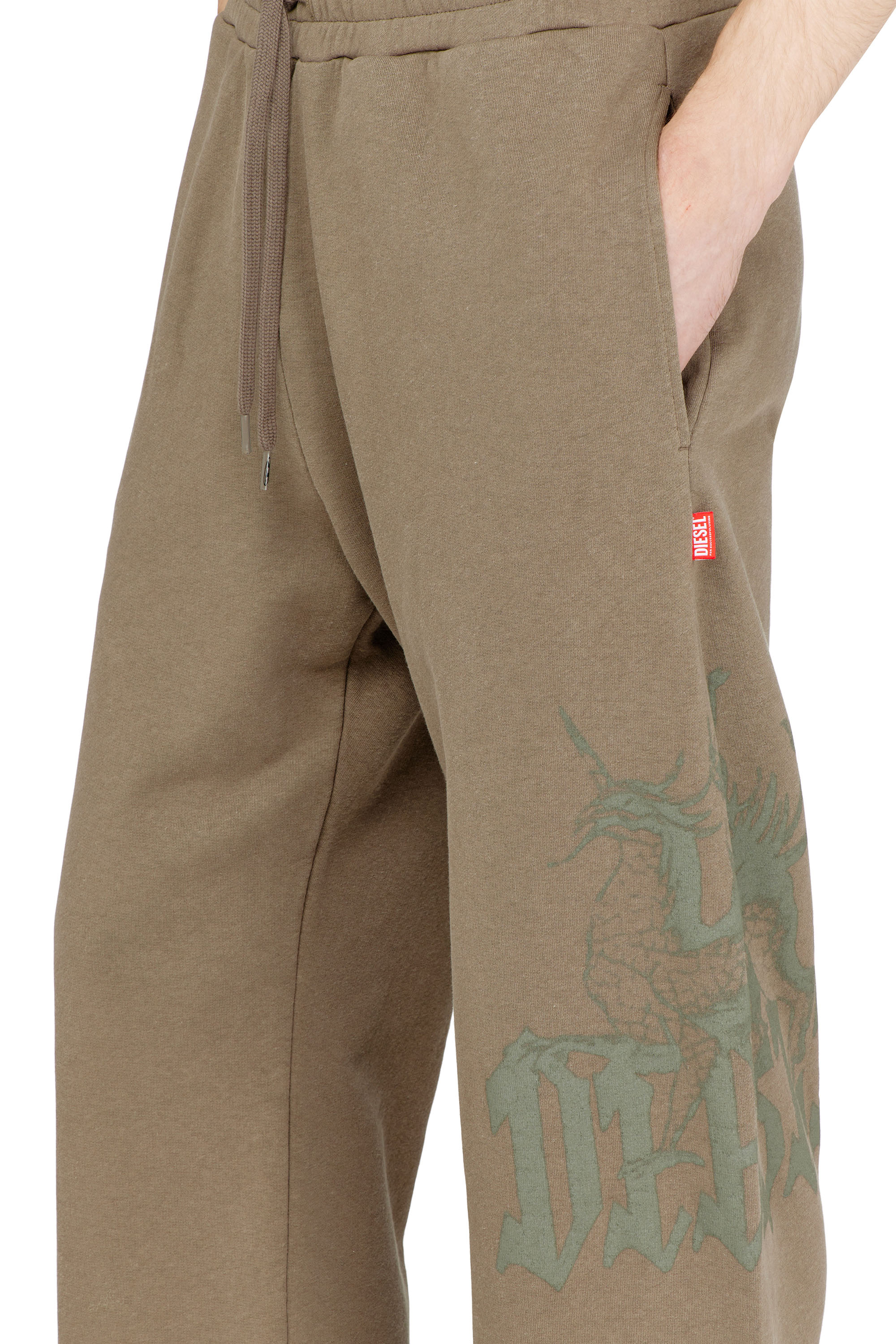 Diesel - P-GRO, Male's Treated sweatpants with logo print in Brown - 4