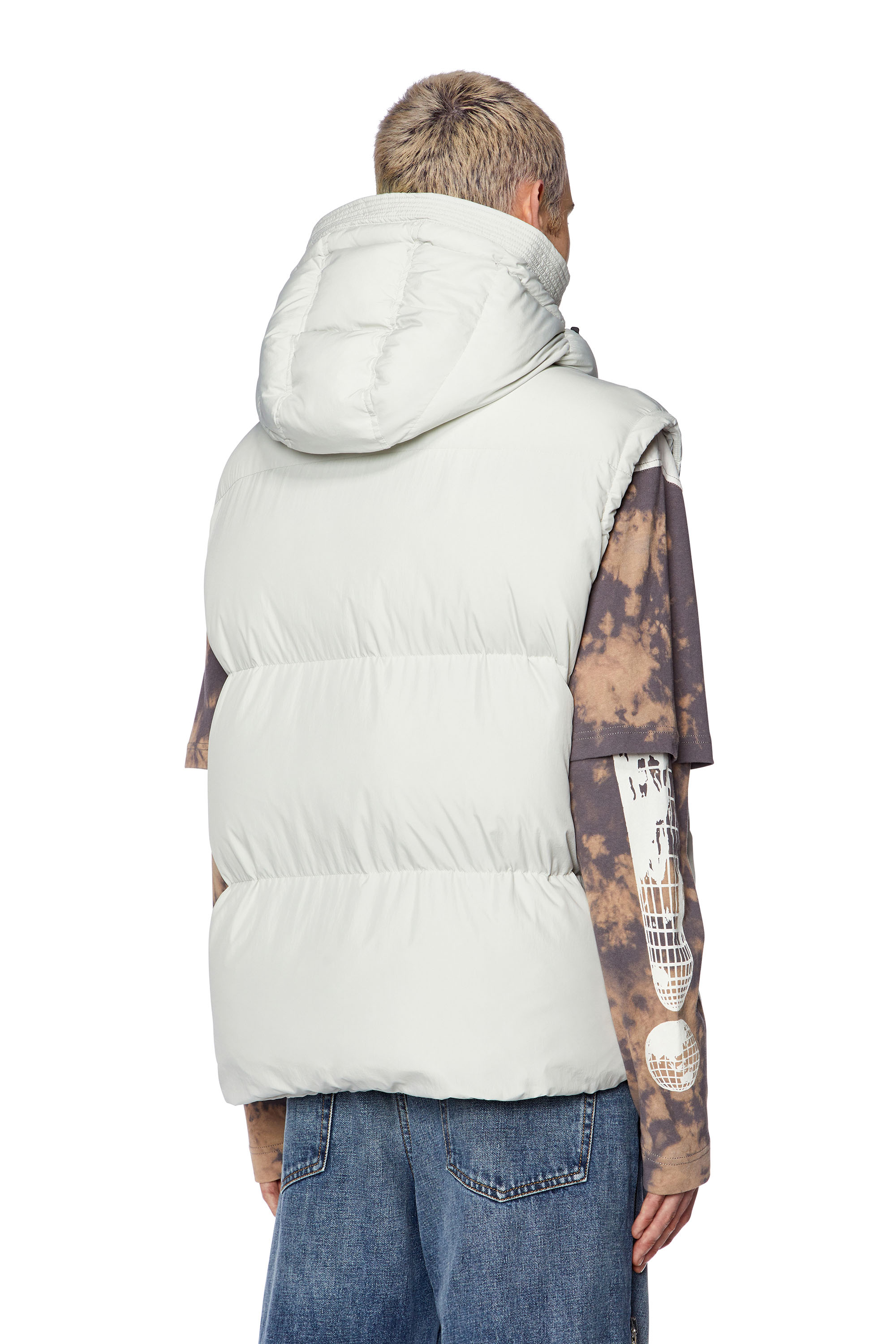 Men's Puffer vest with detachable hood | White | Diesel