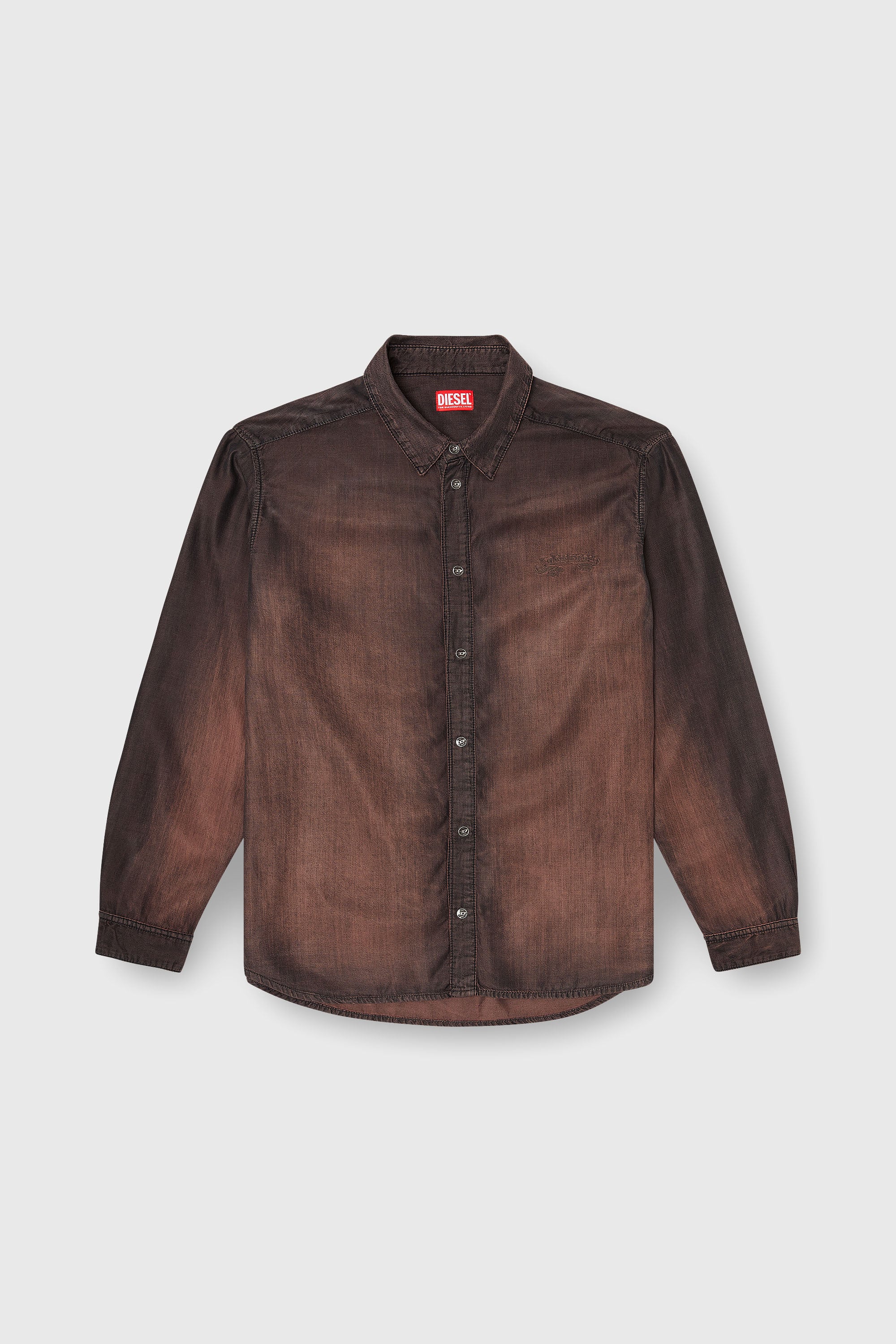 Diesel - D-SIMPLY-S16, Male's Shirt in fluid coated denim in Brown - 1