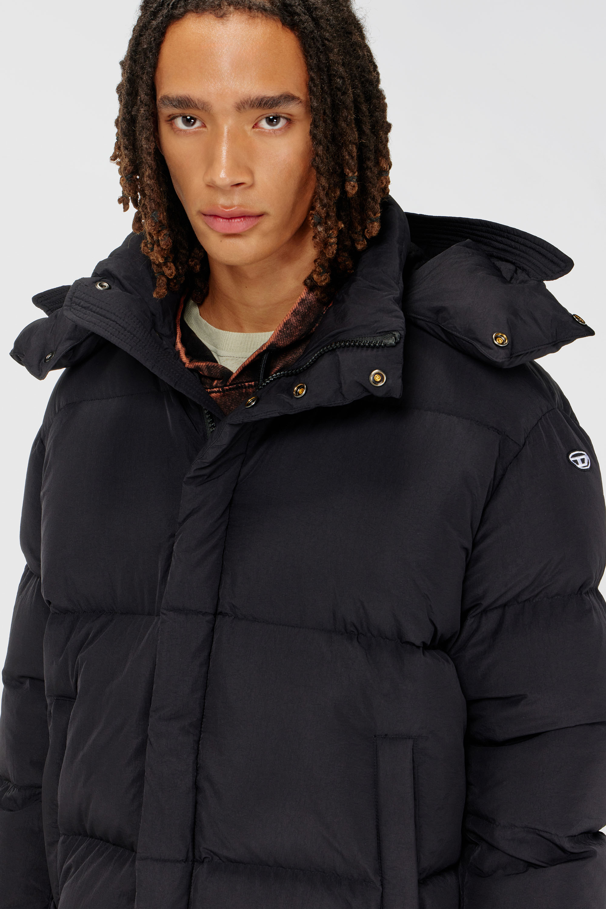 Diesel - W-ROLFYS, Man's Down jacket in recycled nylon taslan in Black - 5