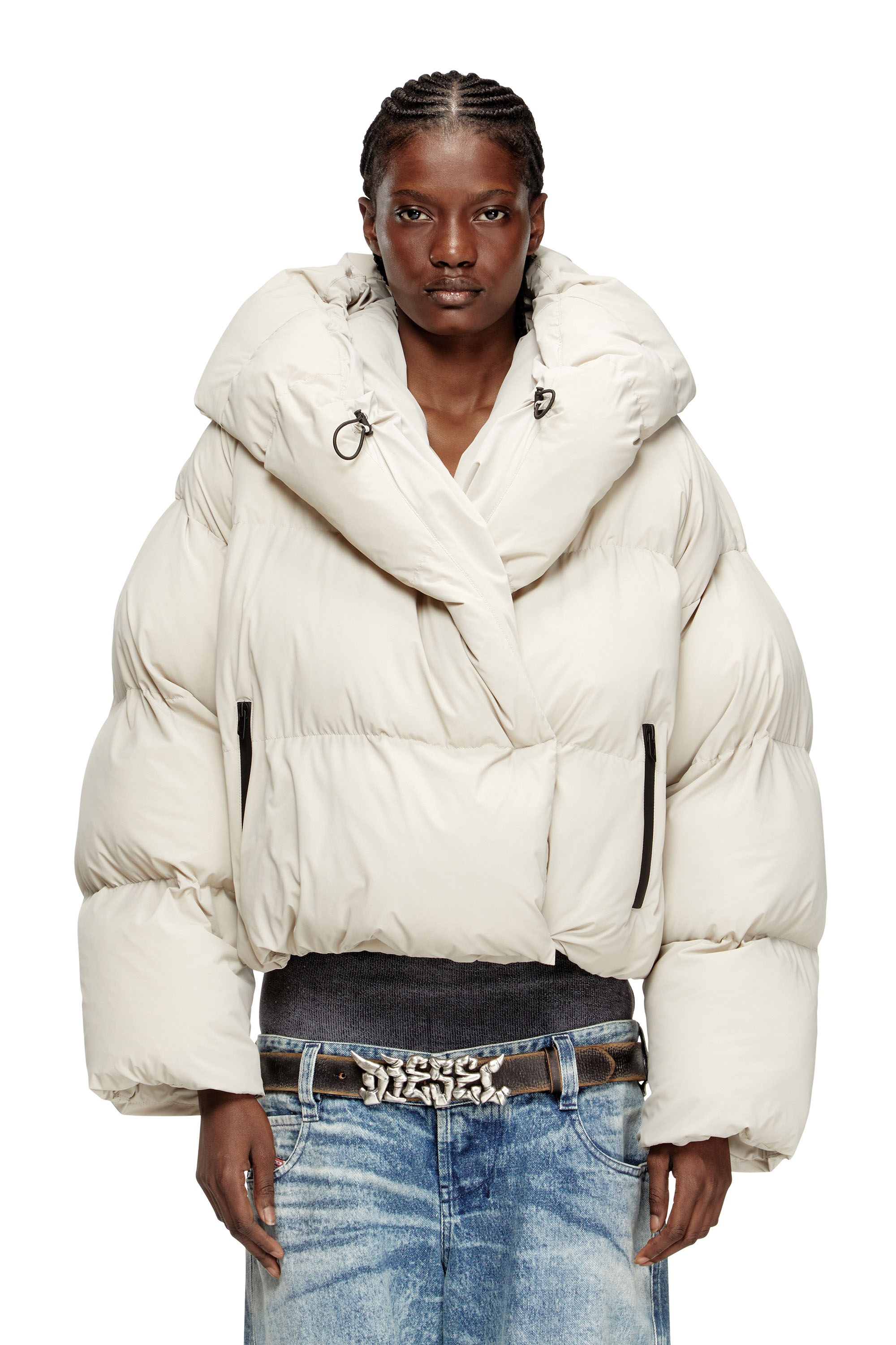 Diesel - W-ILEY-T1, Female's Wrap puffer in bi-stretch nylon in Beige - 1