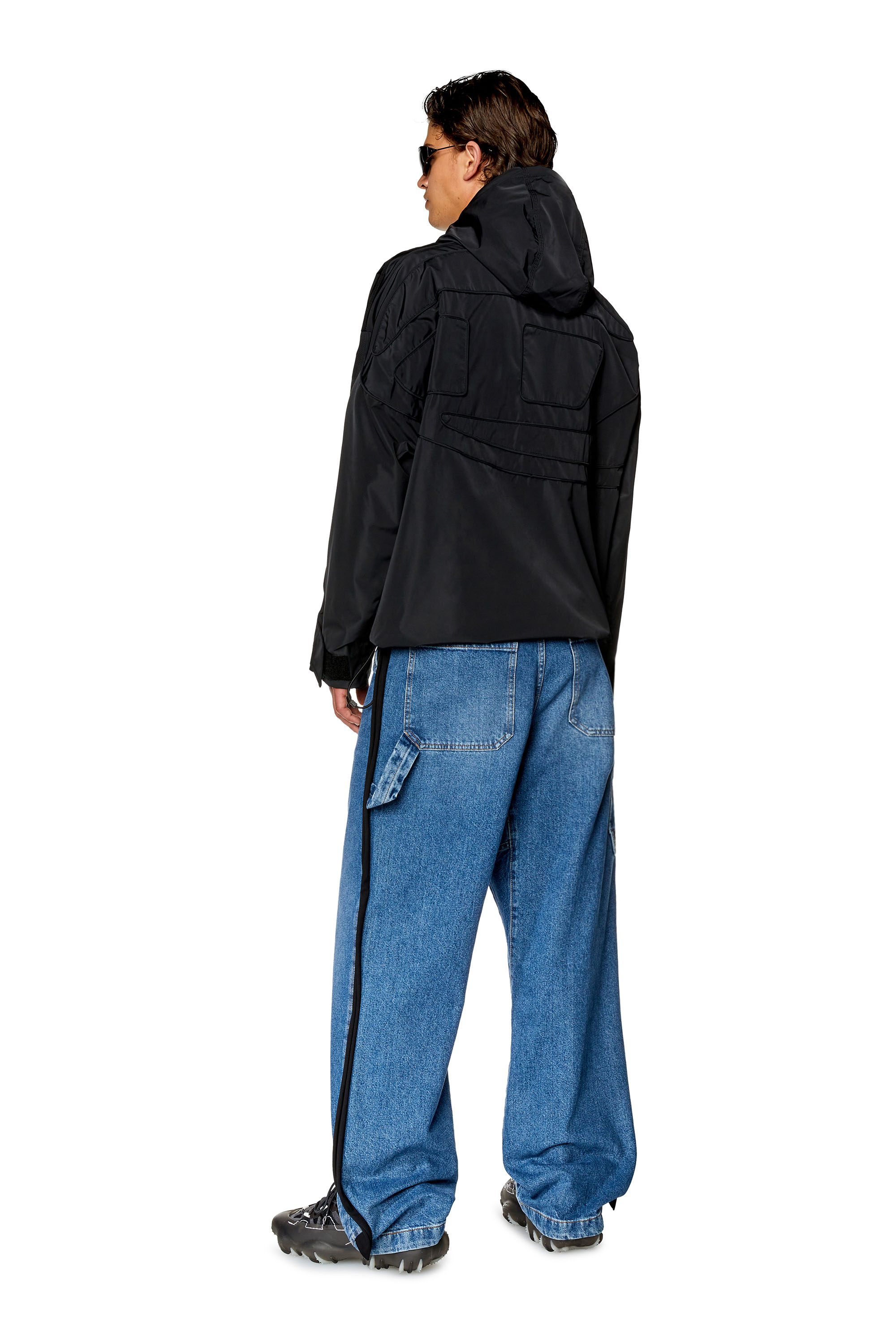 Men's Nylon jacket with piped oval D logo | Black | Diesel