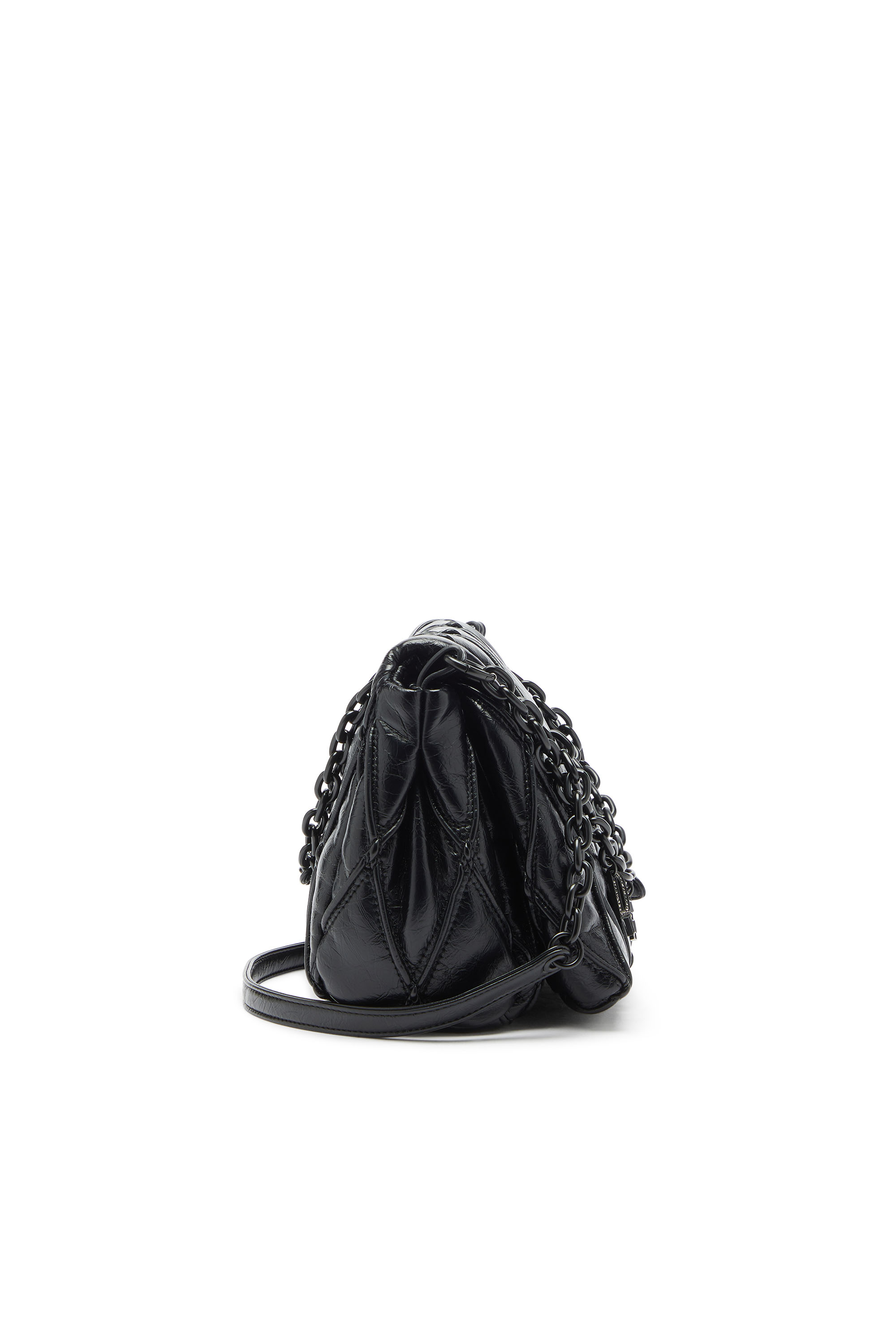 Diesel - CHARM-D SHOULDER M, Woman's Charm-D - Shoulder bag in shiny quilted PU in Black - 4