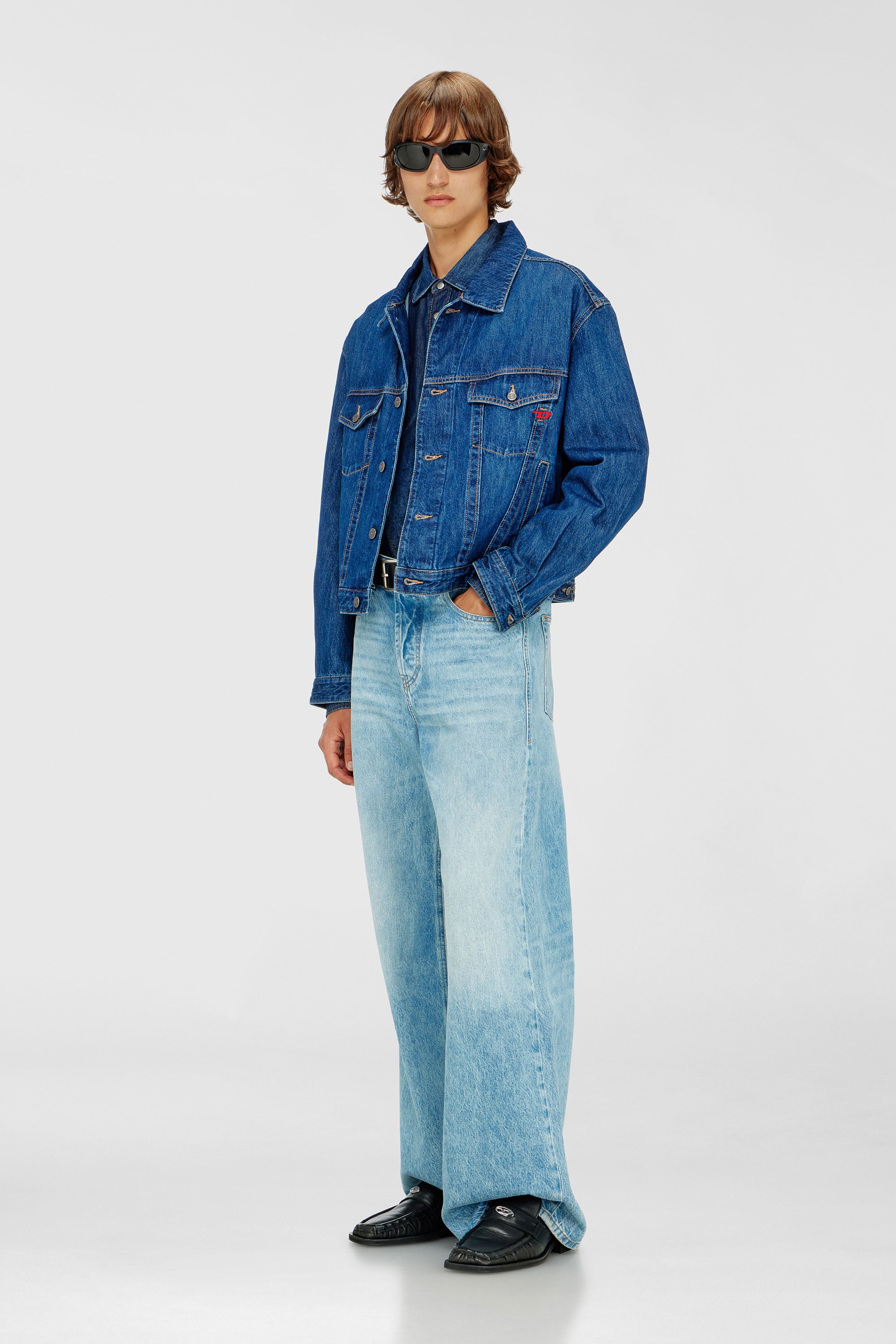 Diesel - D-RANGER, Man's Trucker jacket in denim in Medium blue - 1