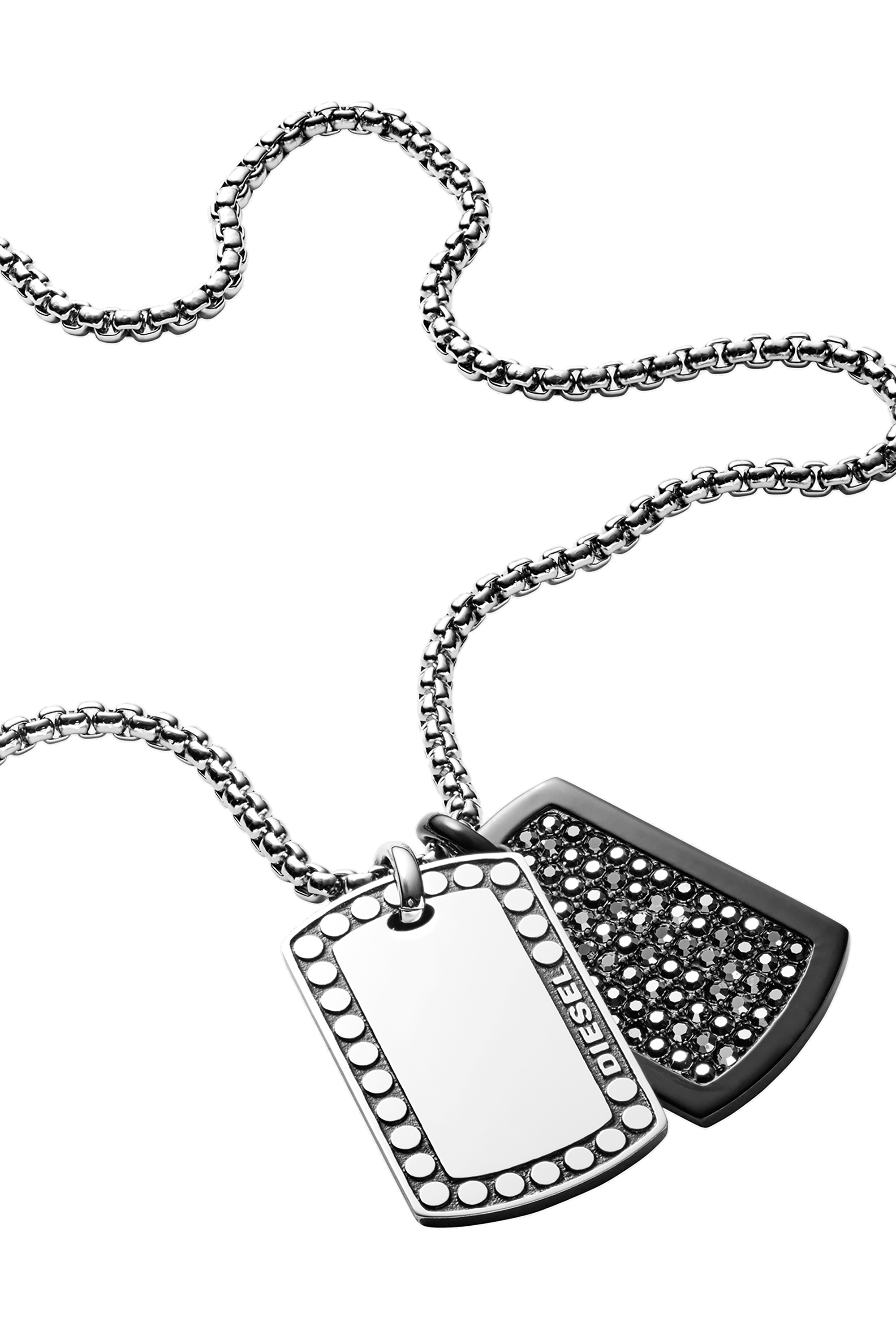 Diesel - DX1169, Man's Stainless Steel Double Dog Tag Necklace in Silver - 1