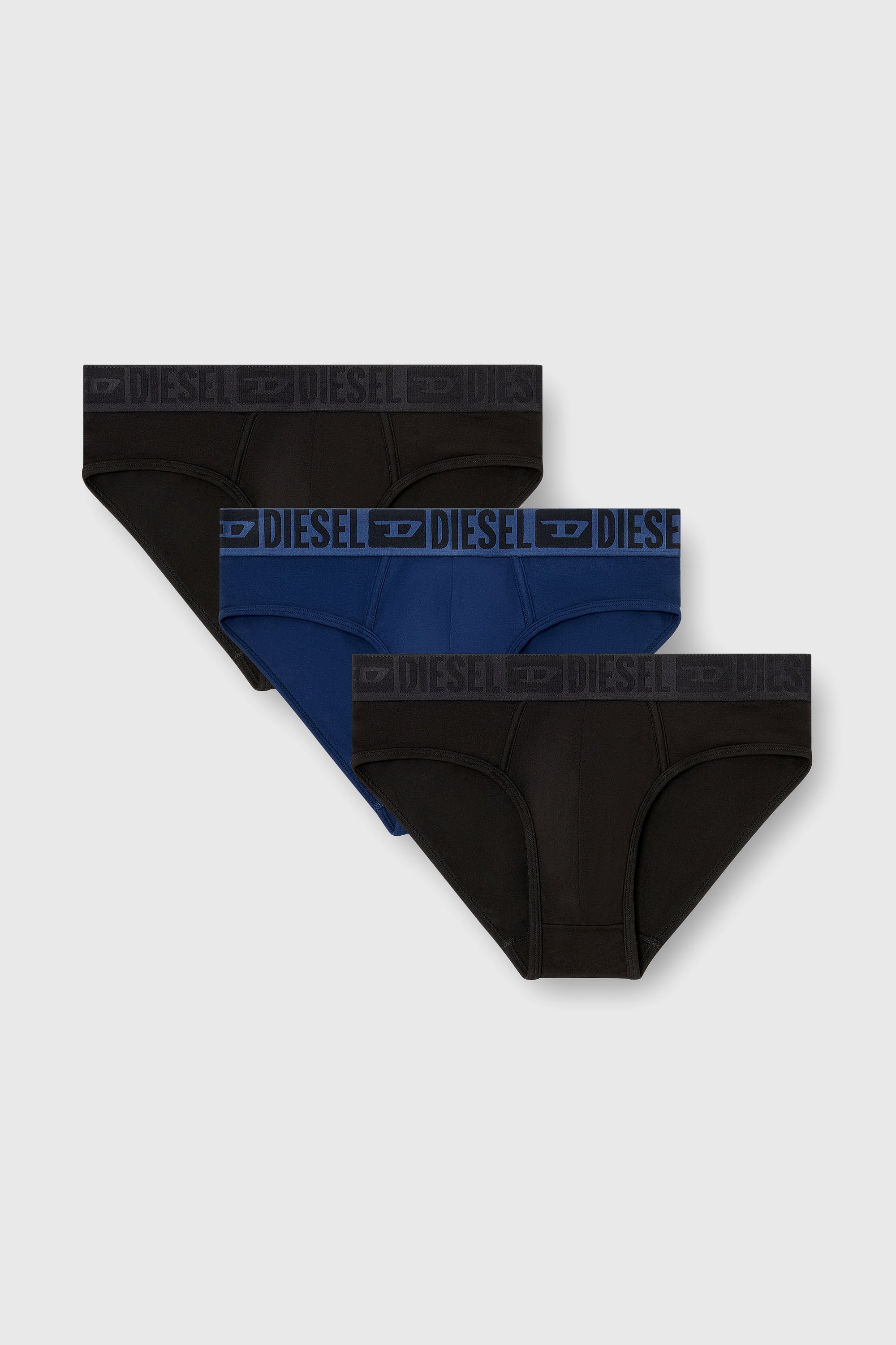 Diesel - UMBR-ANDRETHREEPACK, Male's 3-pack briefs in stretch cotton in Black/Blue - 1