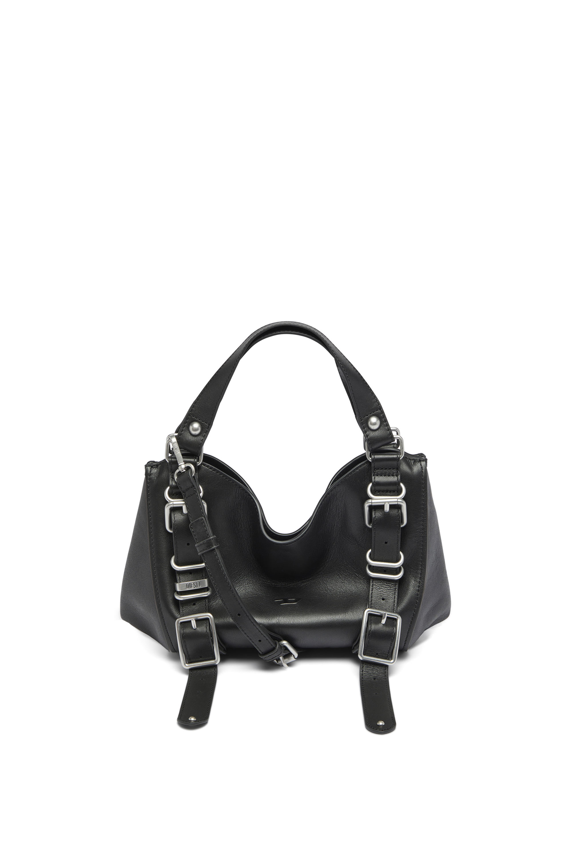 Diesel - D-ONE TOPHANDLE S, Female's D-One-Small top-handle bag in treated leather in Black - 1