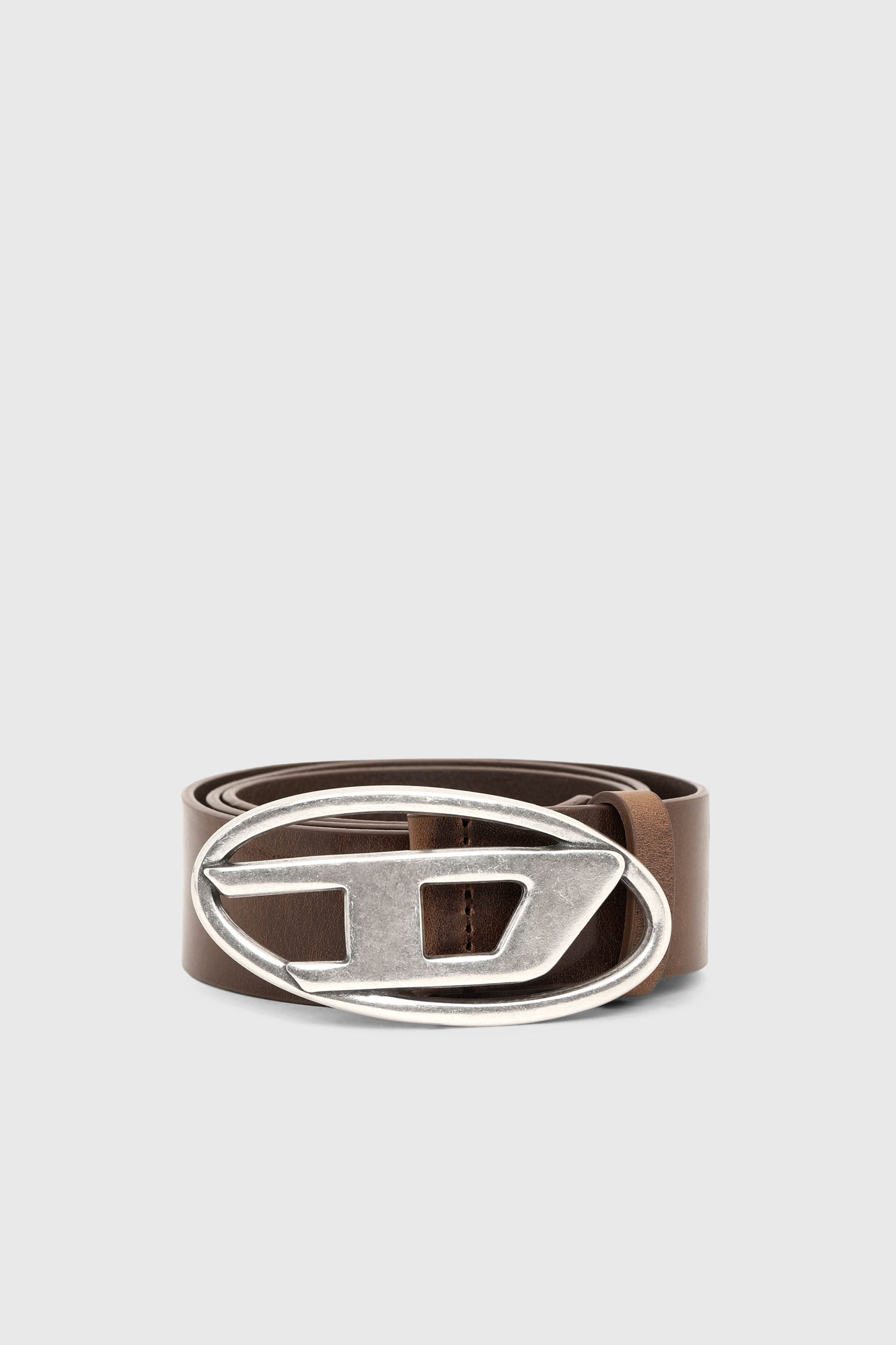 Diesel - B-1DR, Cintur&oacute;n 3.9 cm de piel con hebilla en D Hombre in Marr&oacute;n - 1