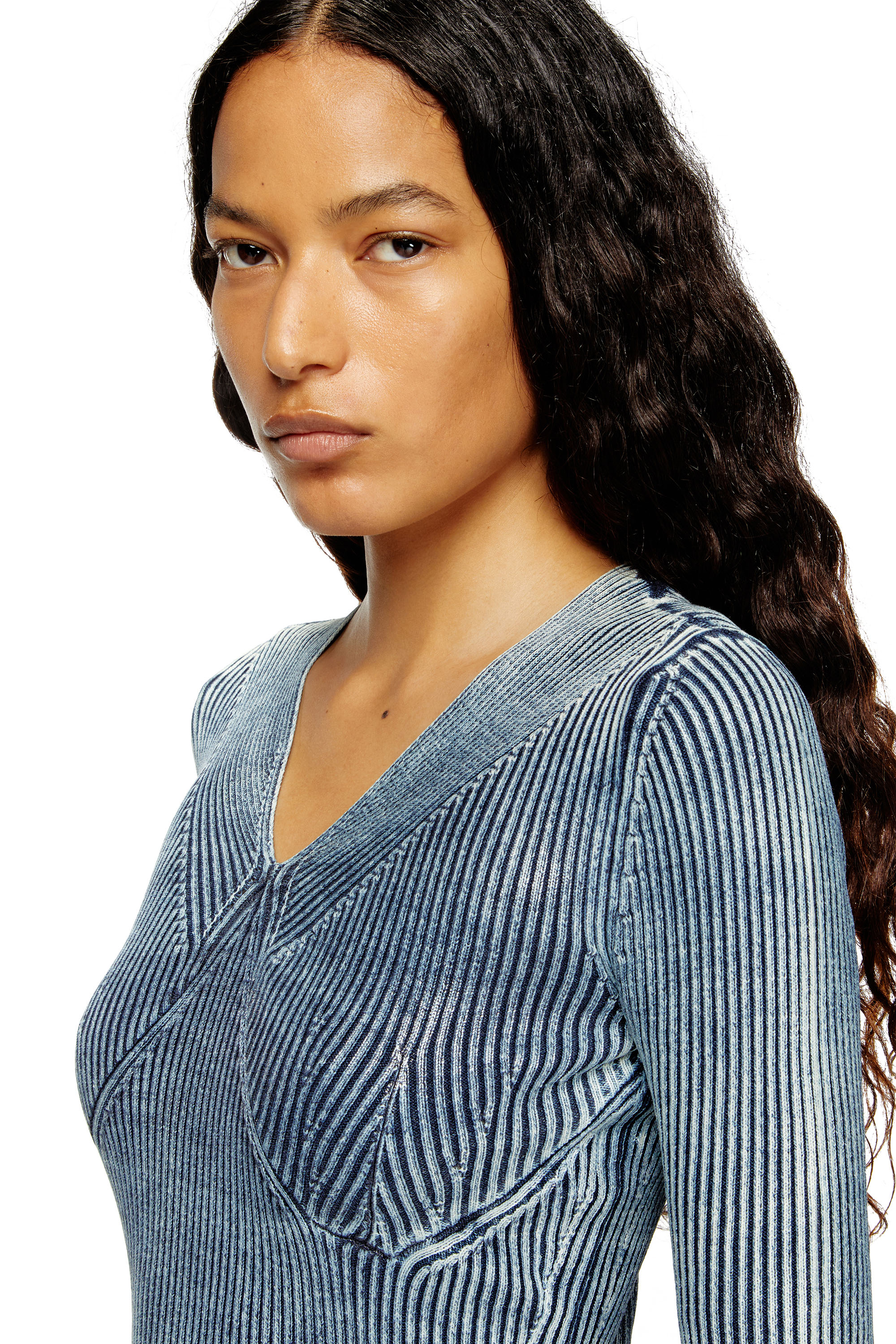 Diesel - M-MILMO, Female's Denim-yarn jumper with shiny effect in Blue - 4