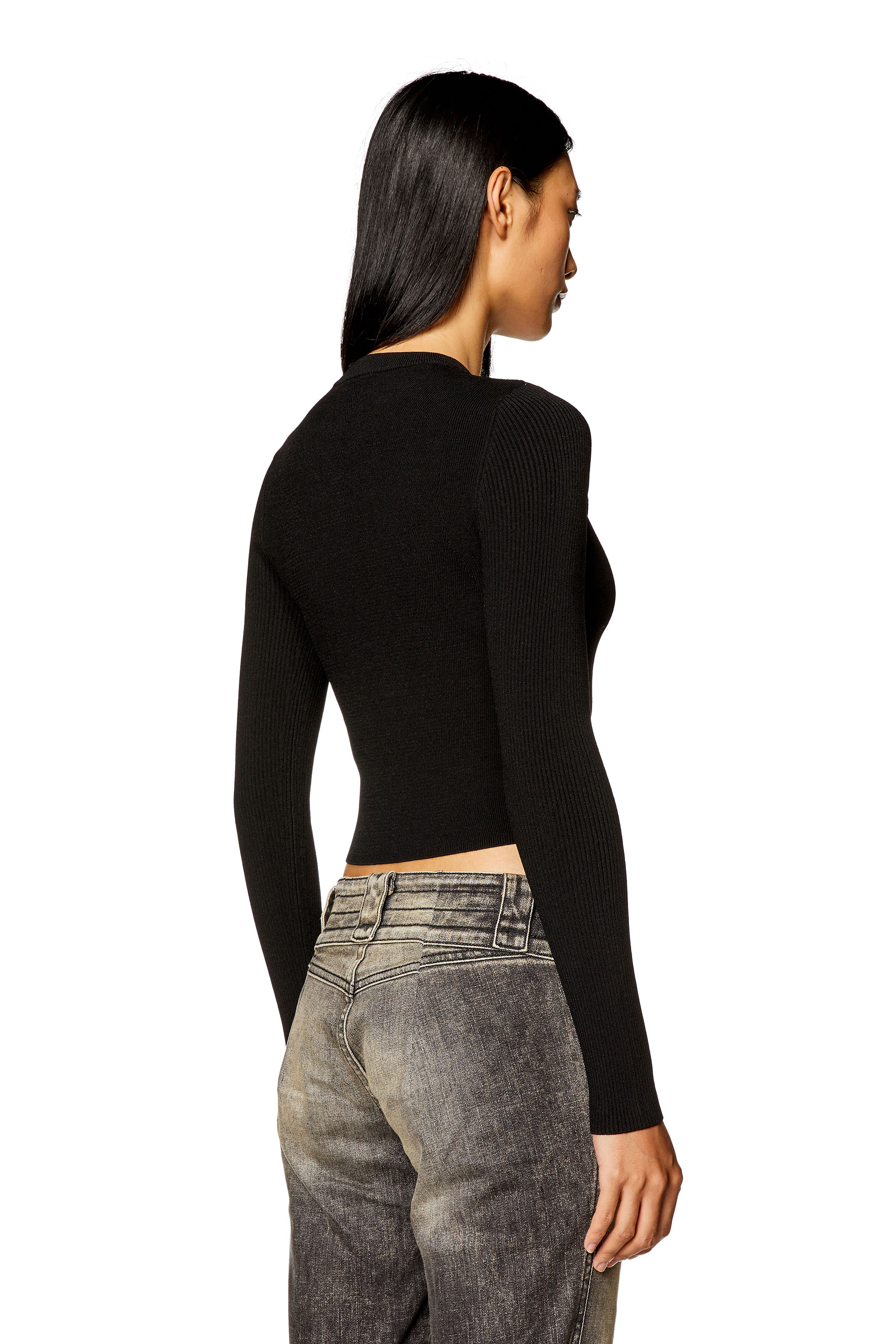 Diesel - M-VALARY, Female's Ribbed-knit long-sleeve top in Black - 5