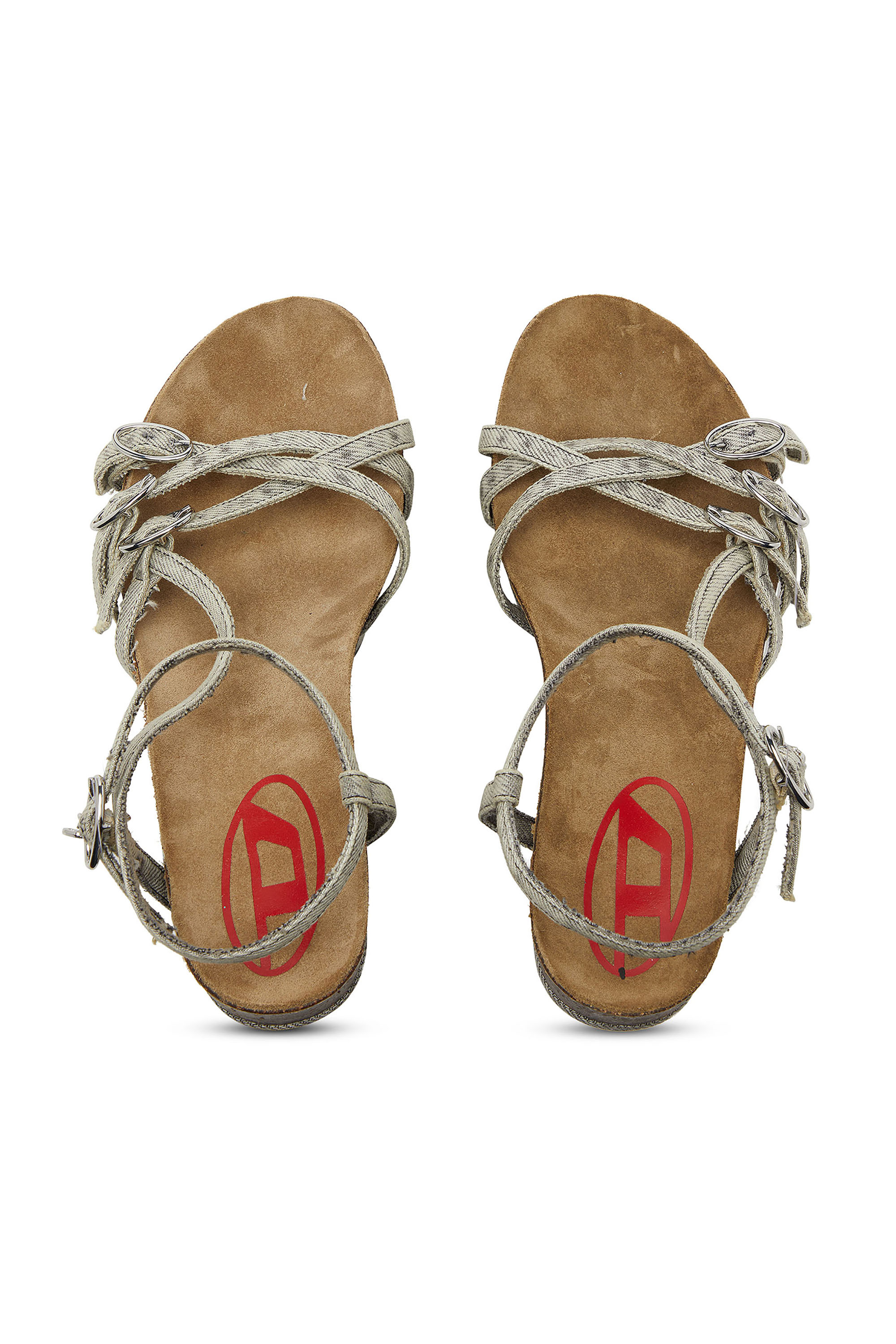 D-WOODSTOCK 105 SANDAL, Grey Diesel - D-WOODSTOCK 105 SANDAL, Woman's D-Woodstock-Strappy platform sandals in denim in Grey - 6
