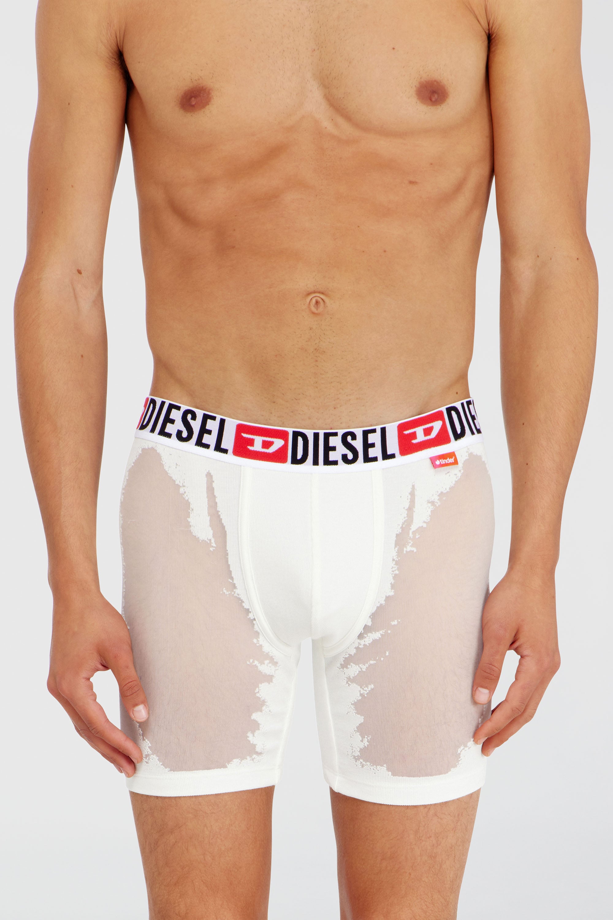 Diesel - PR-MAX-D-CORE, Male's Boxer briefs with sheer devor&eacute; effect in White - 2