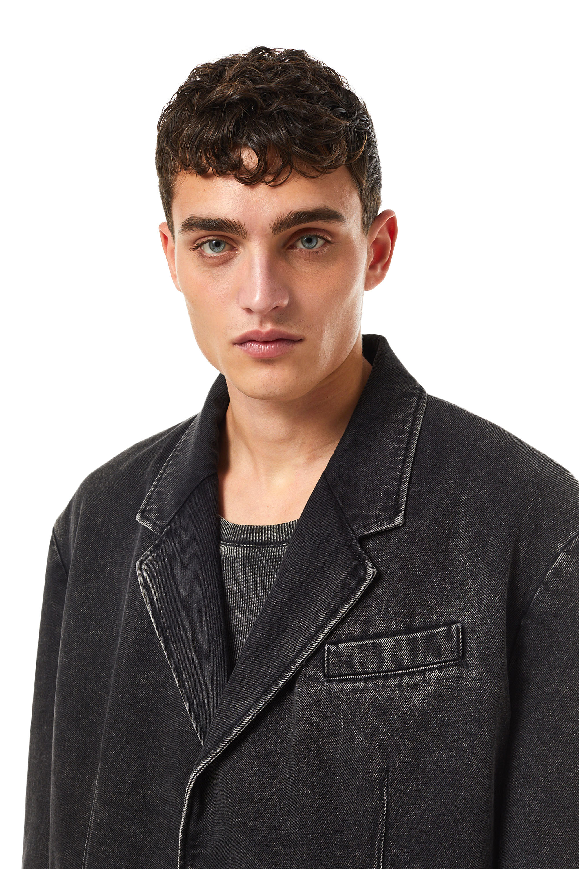 Diesel - D-BLAZ SINGLE BREASTED BLAZER, Unisex's Denim blazer in Black/Dark grey - 4