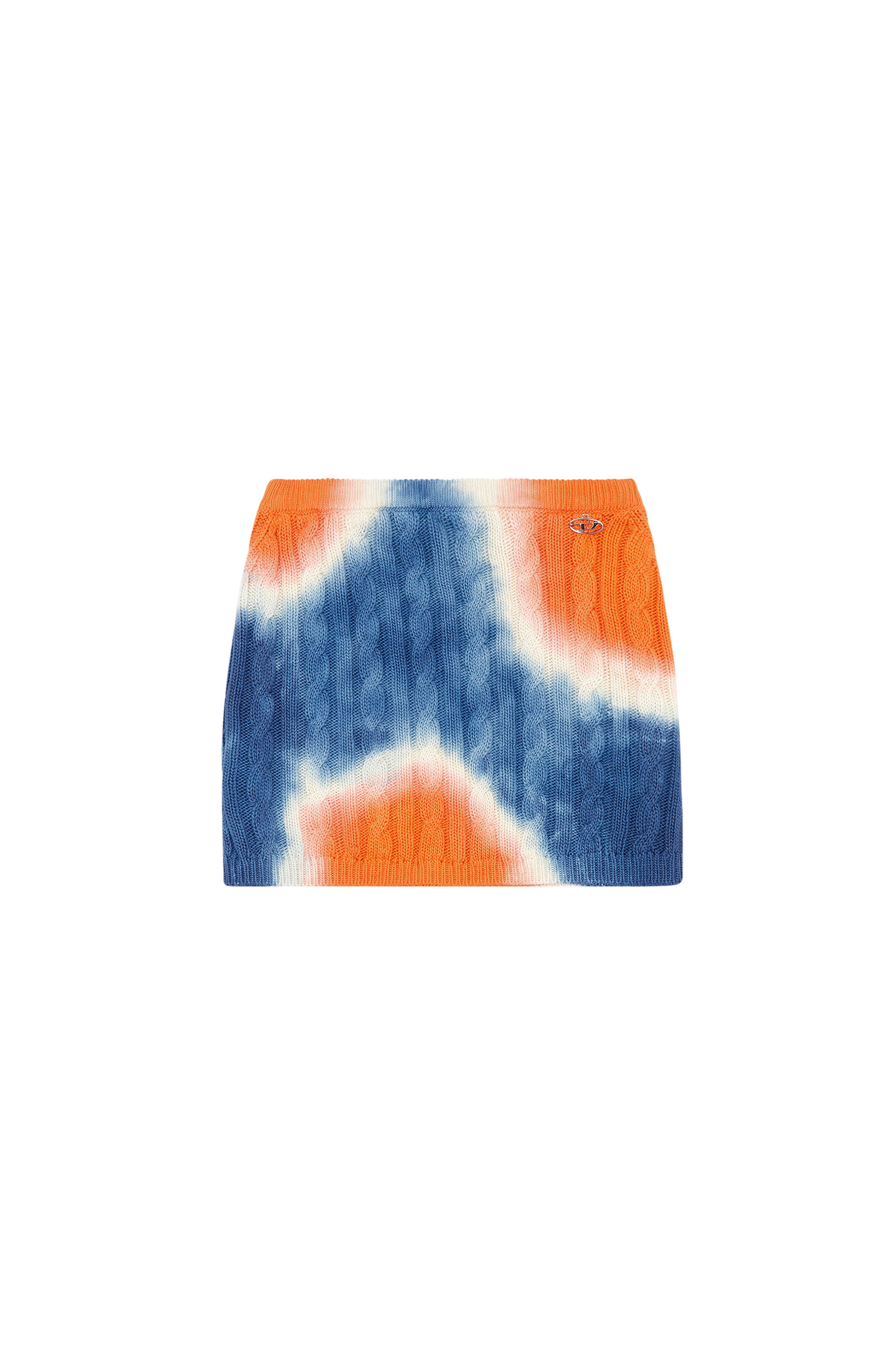 Diesel - M-JAMI, Woman's Tie-dye mini skirt in cable-knit cotton in Orange/Blue - 2