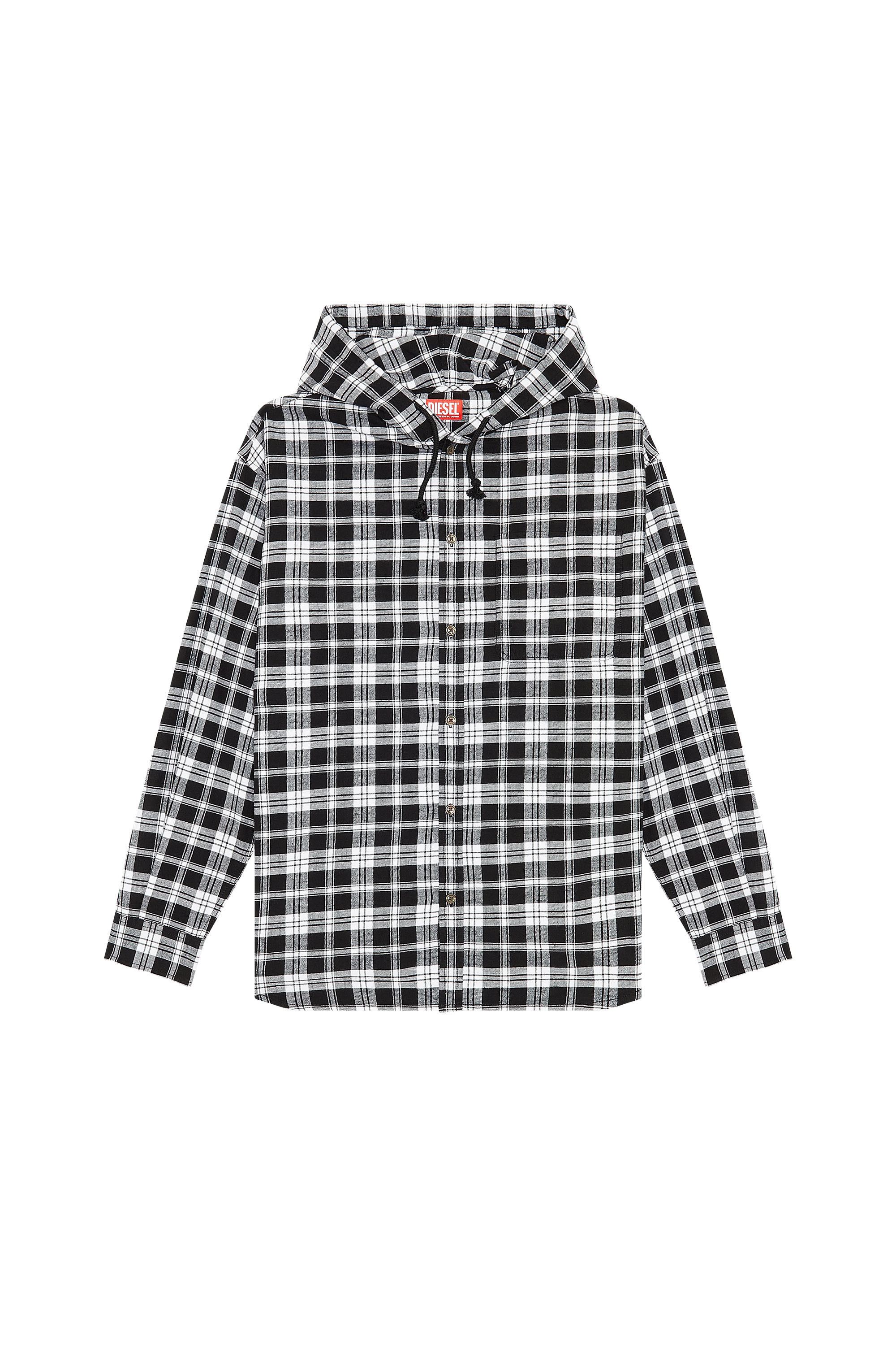 Men's Oversized hooded shirt in tactile flannel | Multicolor | Diesel