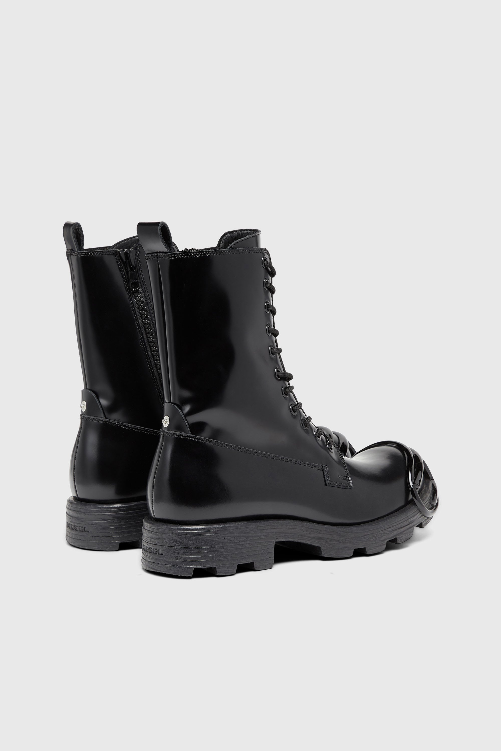 Men's D-Hammer-Leather boots with oval D toe guard | Black | Diesel US