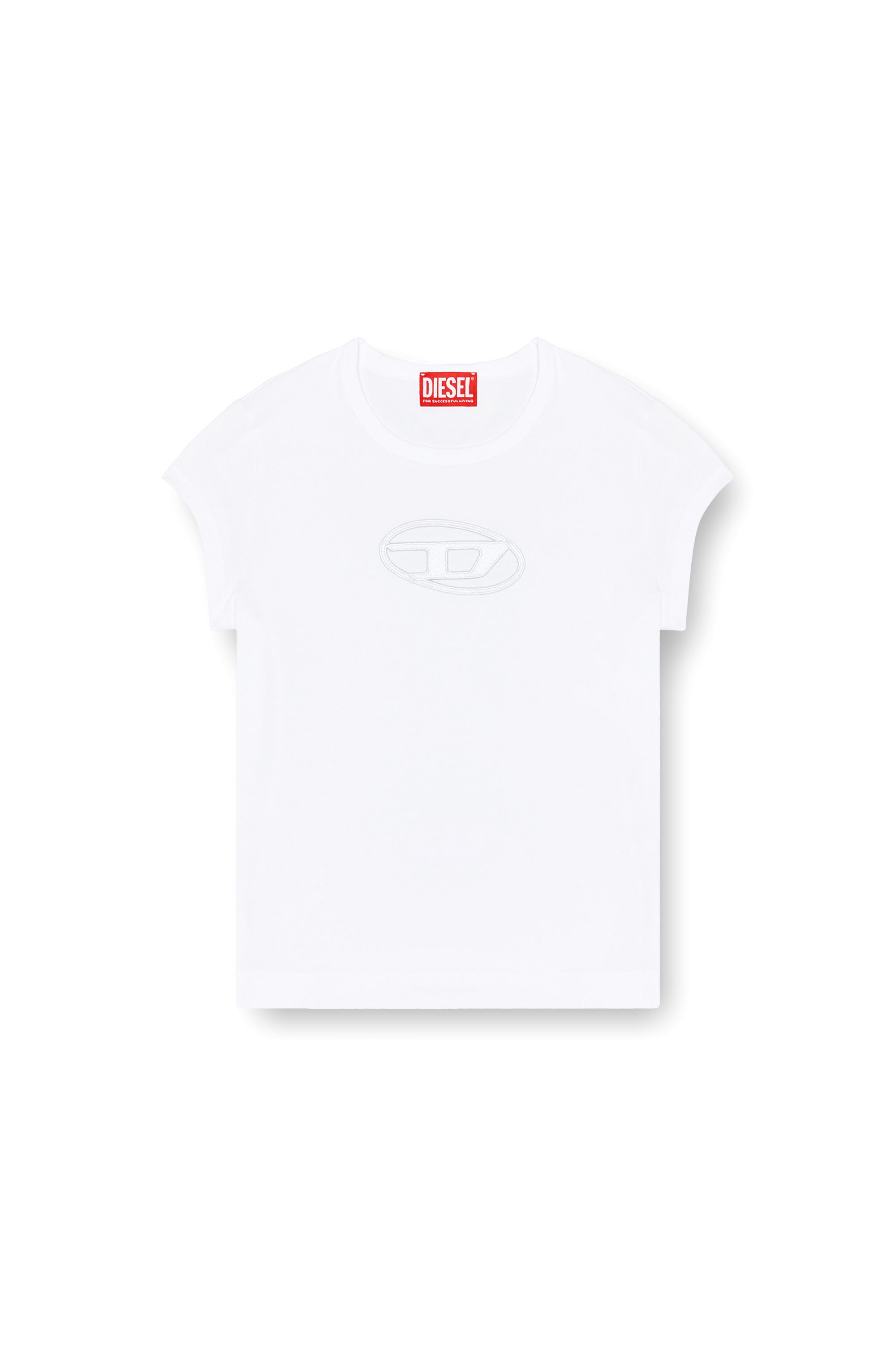 Diesel - T-ANGIE, Woman's T-shirt with peekaboo logo in White - 2