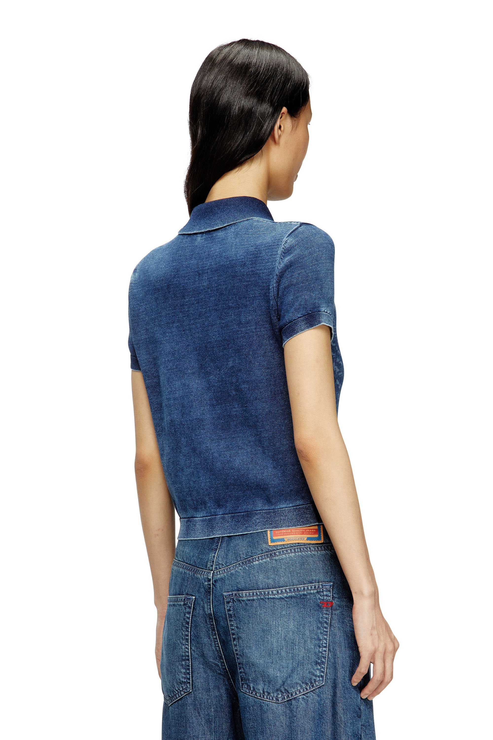 Diesel - M-FENNY, Chemise-cardigan indigo avec logo du phénix Femme in Bleu - 4