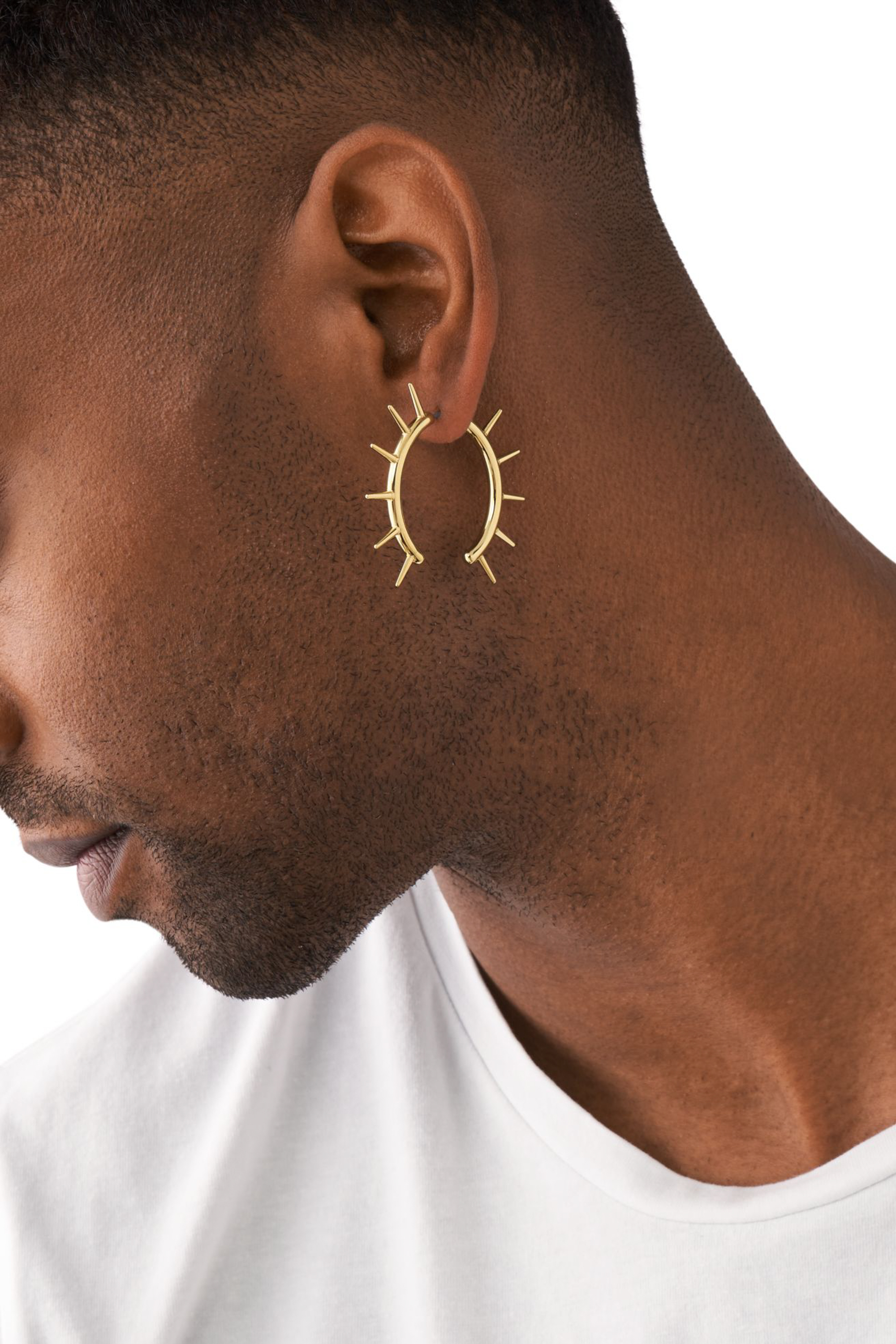 Diesel - DX1452710, Unisex's Gold-Tone Stainless Steel Front to Back Earring in Gold - 4