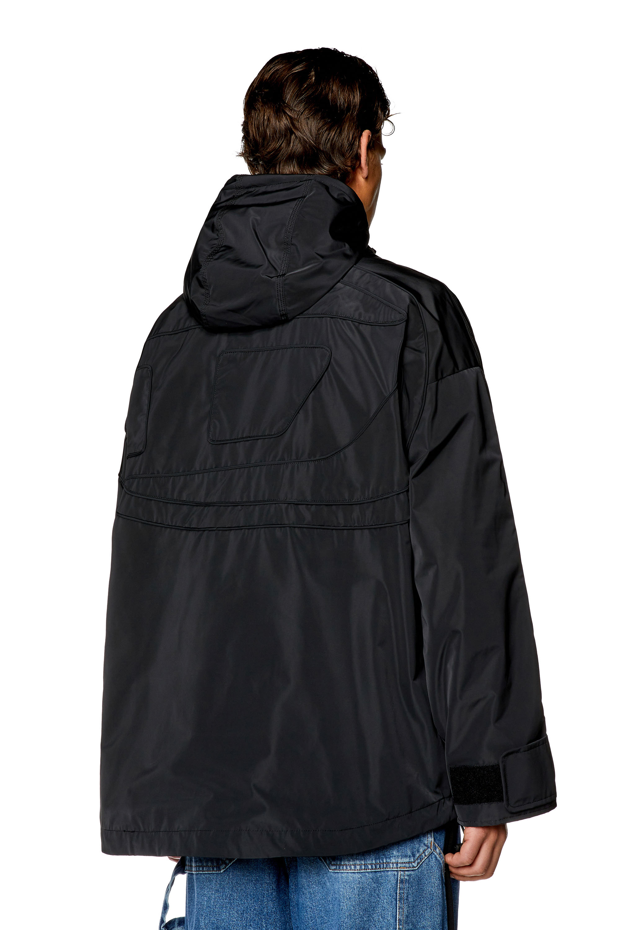 Men's Nylon jacket with piped oval D logo | Black | Diesel