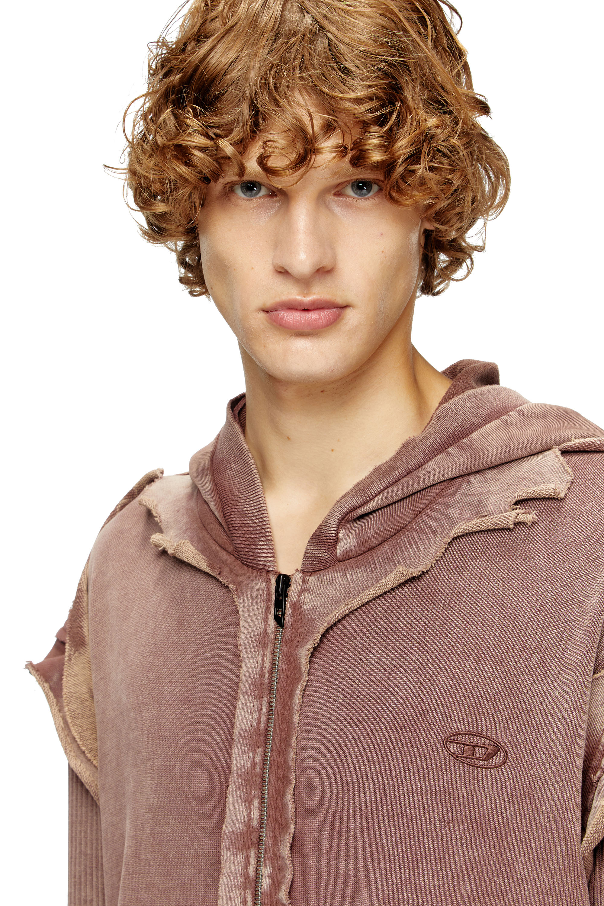 Diesel - K-PELTO, Sweat-shirt à capuche zippé avec effet destroy Homme in Marron - 3