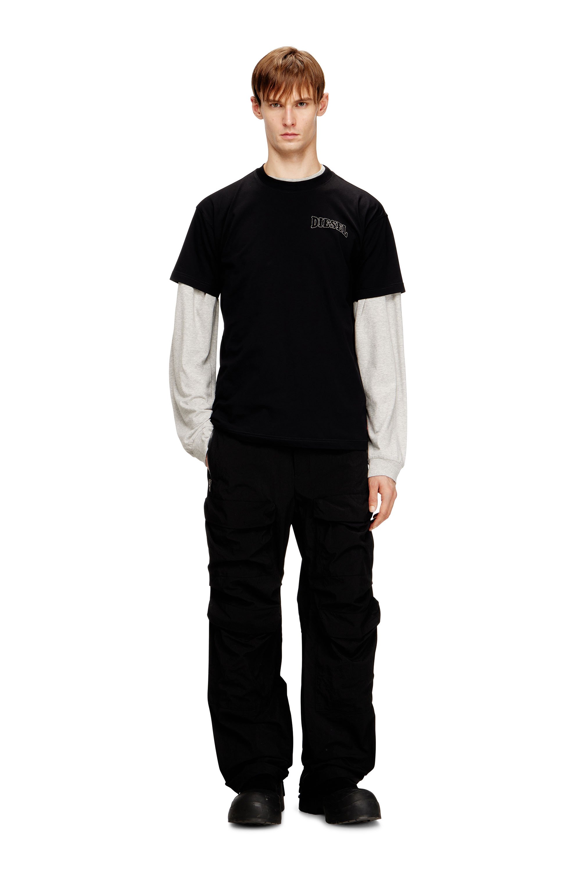 Diesel - T-NORM-V16, Man's Regular cotton T-shirt with Diesel embroidery in Black - 2