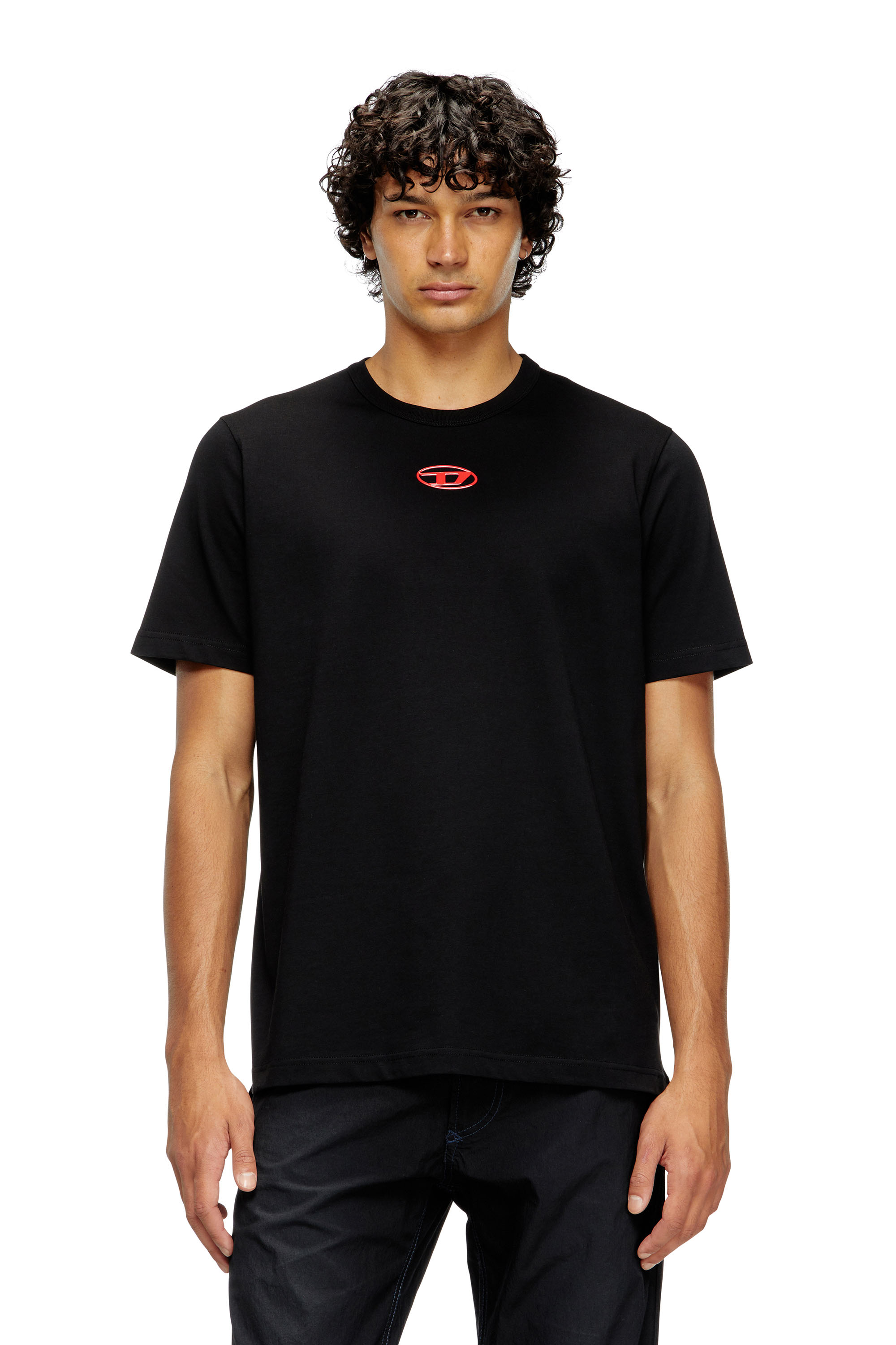 Diesel - T-ADJUST-OD, Man's T-shirt with metallic Oval D in Black - 2