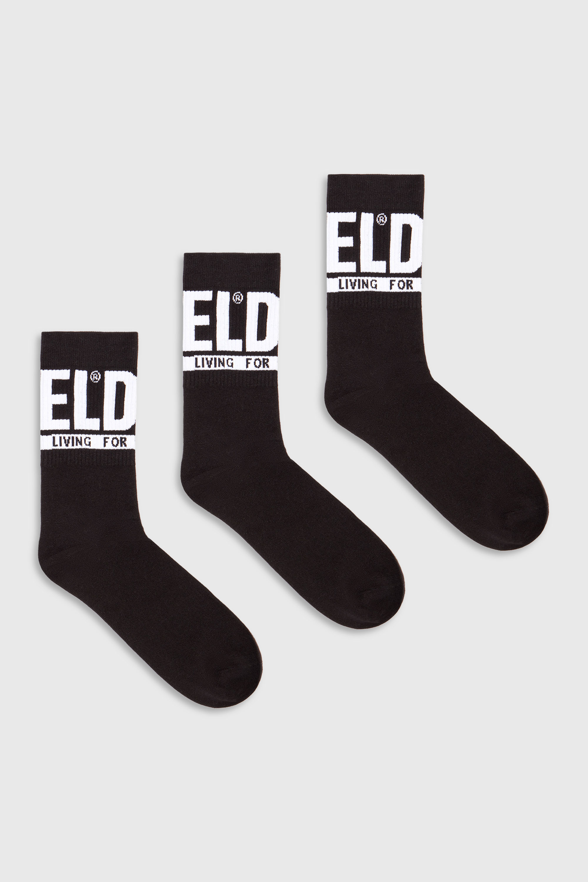 Diesel - SKM-RAY-THREEPACK, Man's Three-pack of logo cuff socks in Black - 1