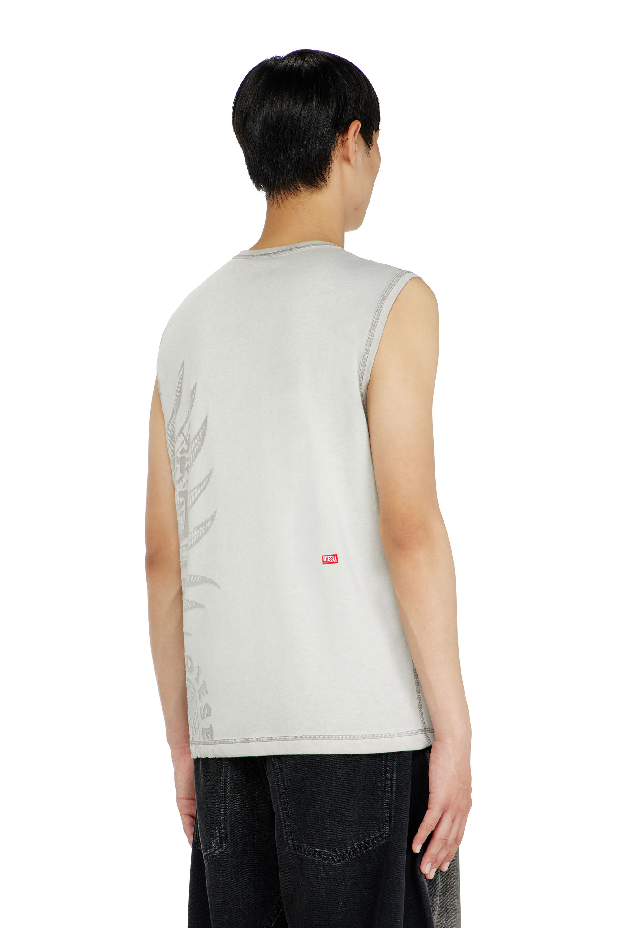 Diesel - T-RAWBISCO, Top sin mangas con gr&aacute;ficos en relieve Hombre in Gris - 4