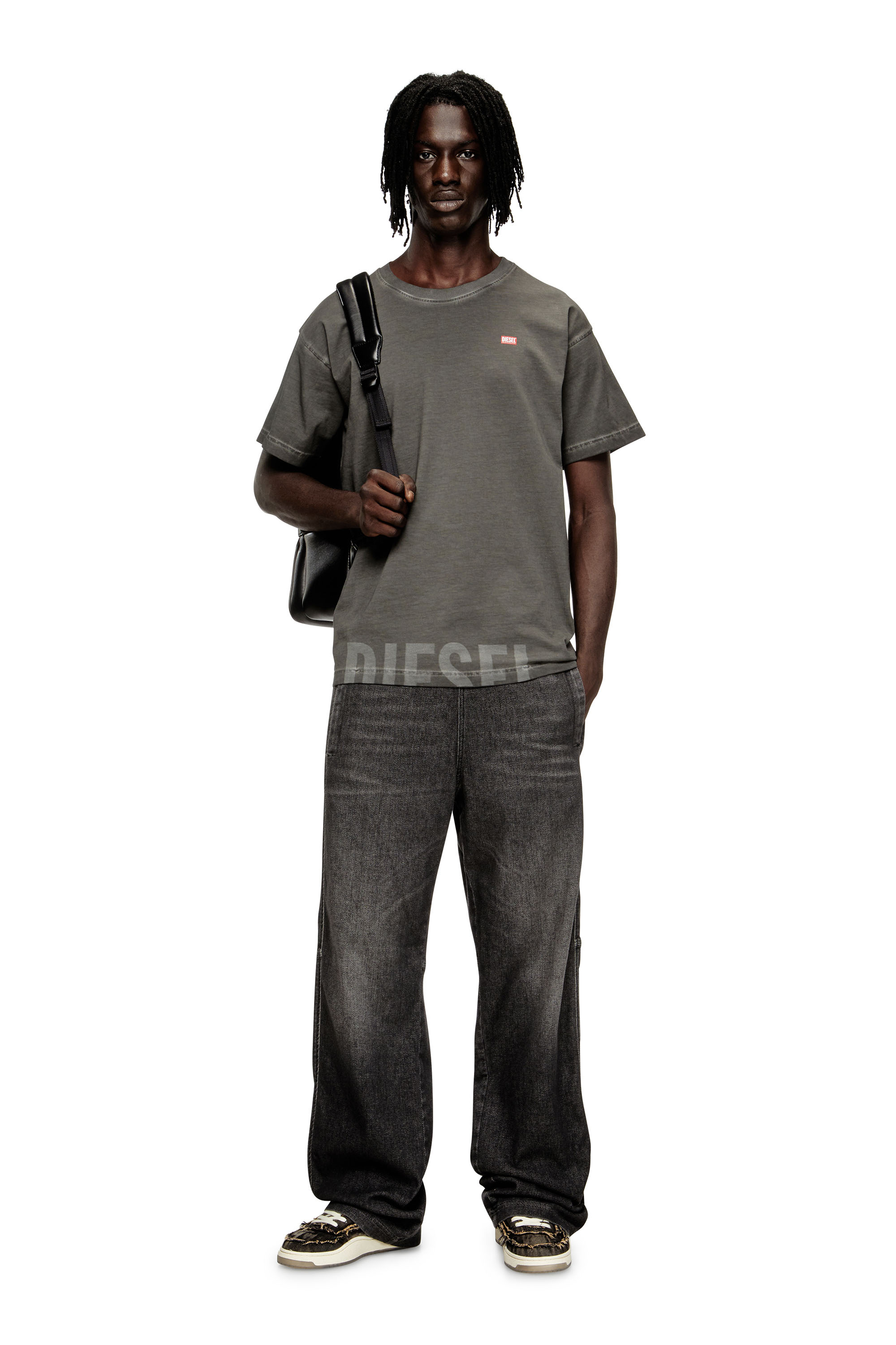 Diesel - T-NORM-T7, T-shirt en coton à col rond avec imprimé Homme in Gris - 1