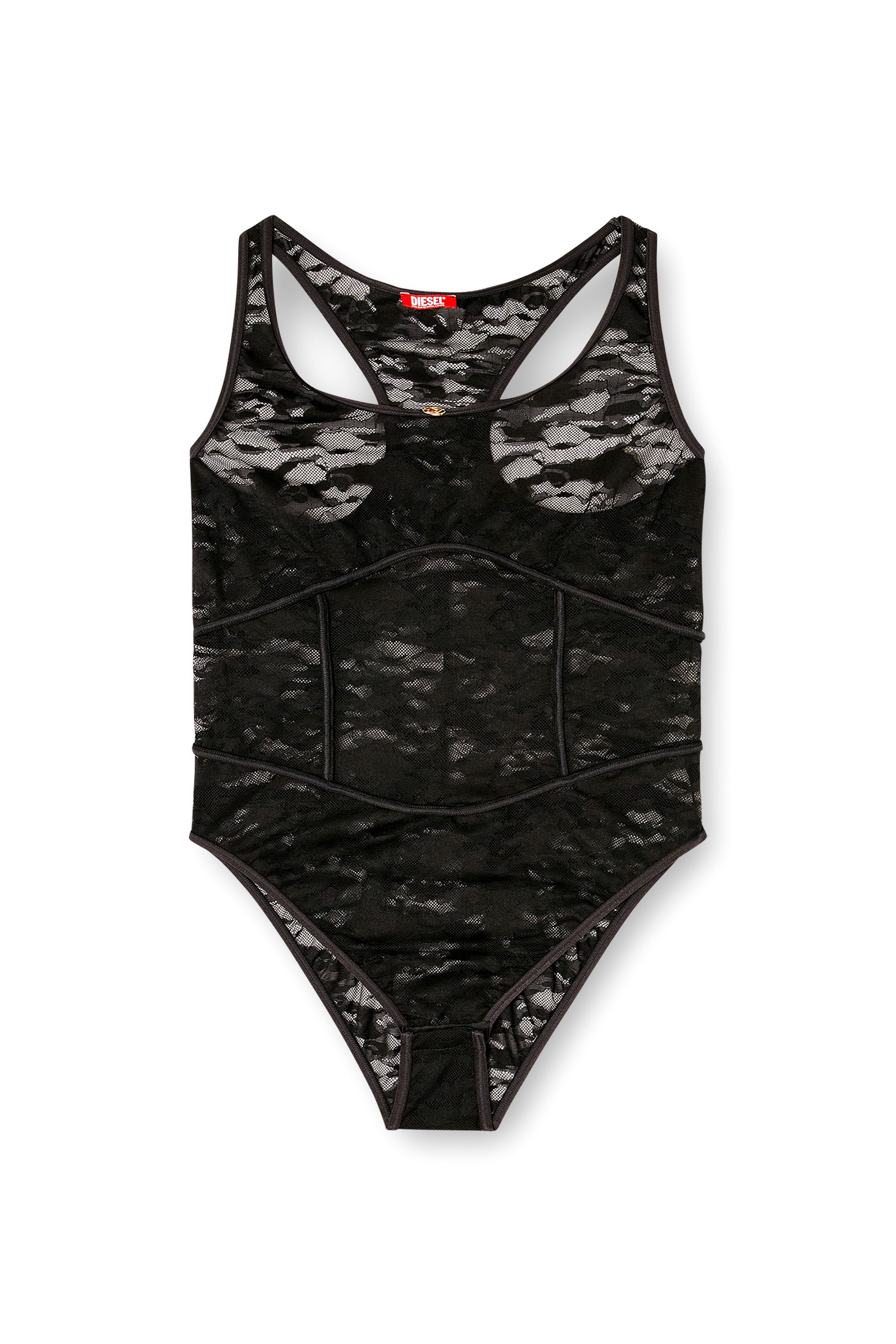 Diesel - EZZY-UTLT, Female's Nylon bodysuit with lace design in Black - 6