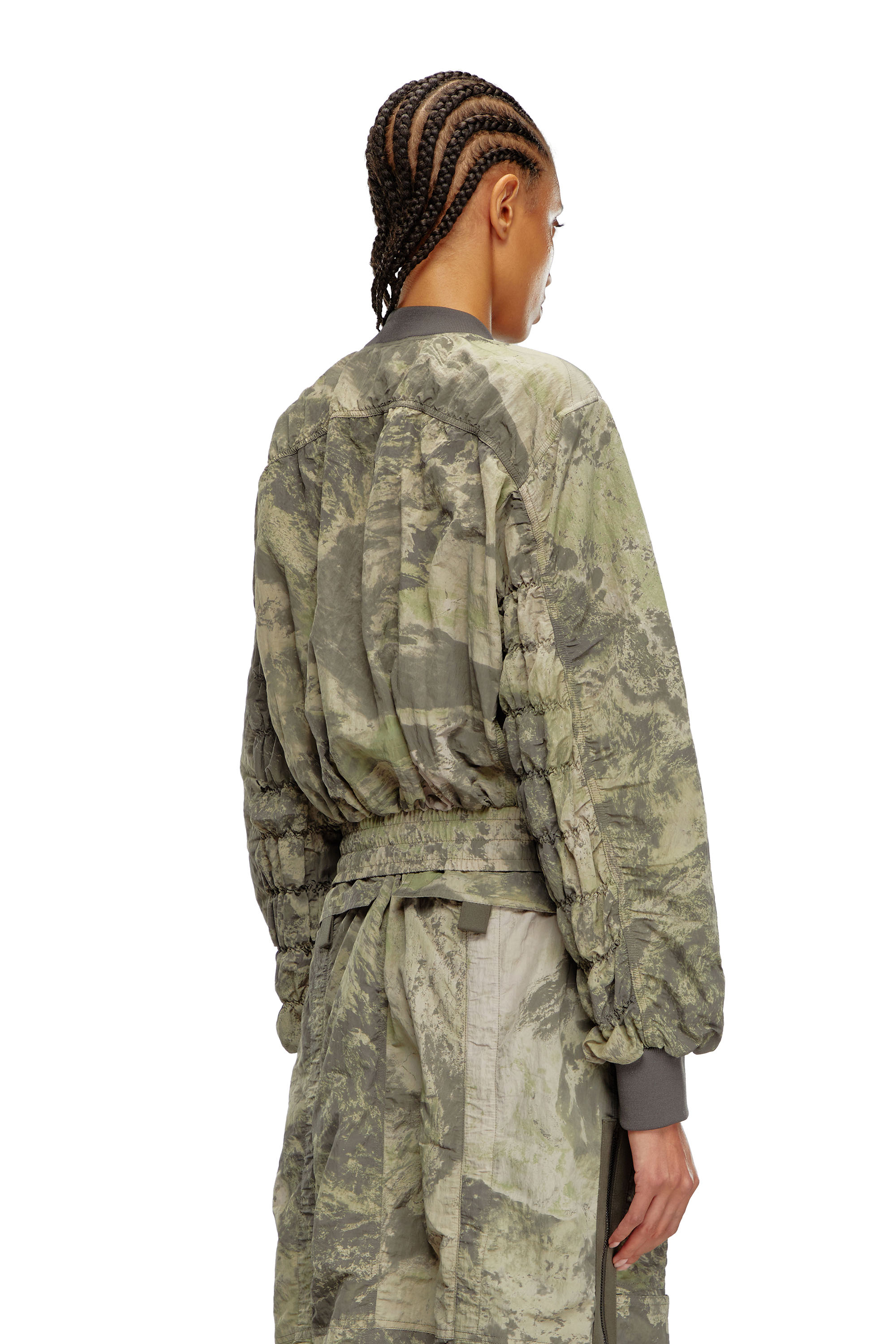 Diesel - G-NOAK-N1, Woman's Bomber jacket in light nylon in Military Green - 5