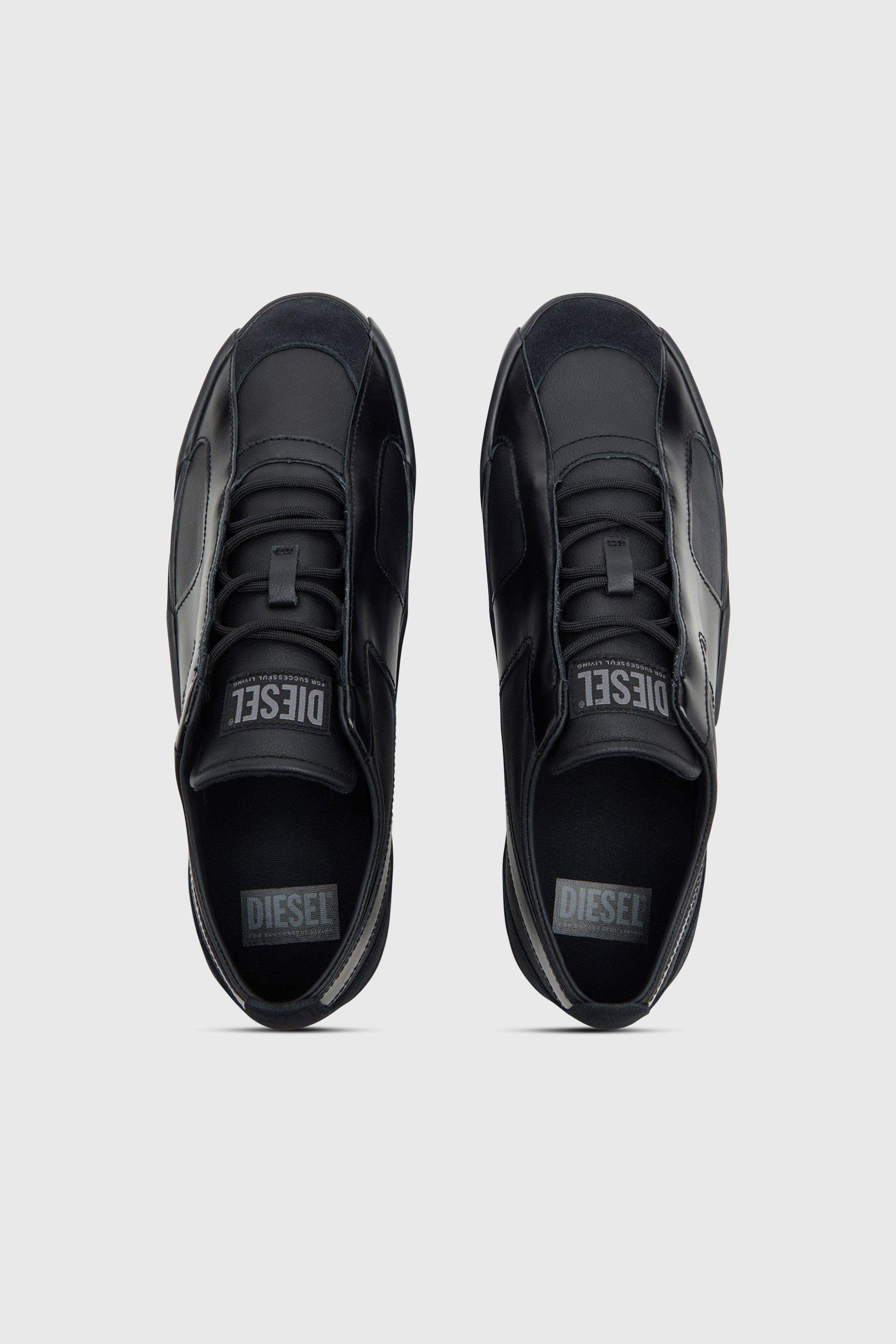 Diesel - S-SLANTE-D LOW, S-Slante-D-Zapatillas de ante y cuero con logotipo D Hombre in Negro - 4