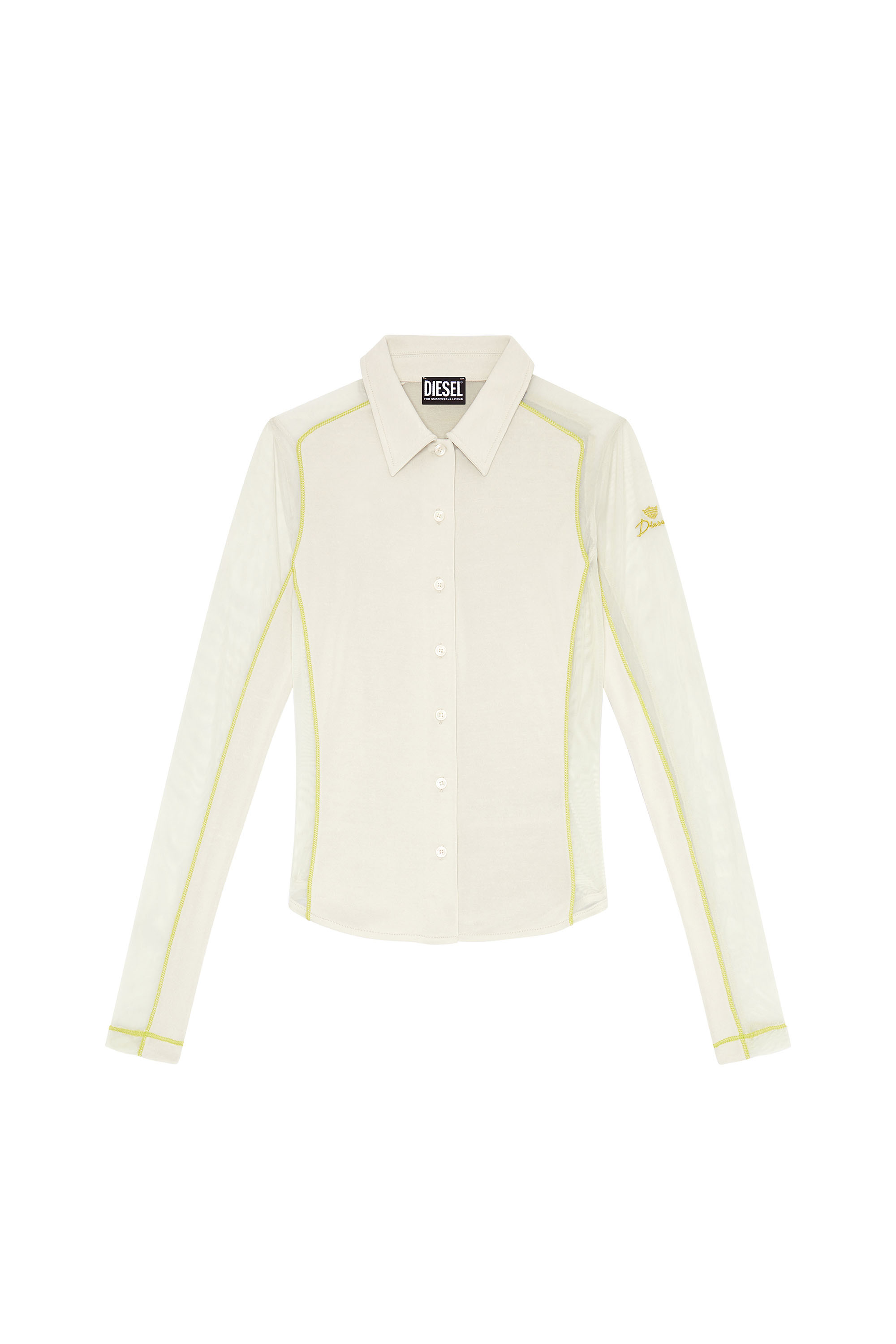 Diesel - T-NOXA, Woman's Modal blend shirt with mesh inserts in White - 2